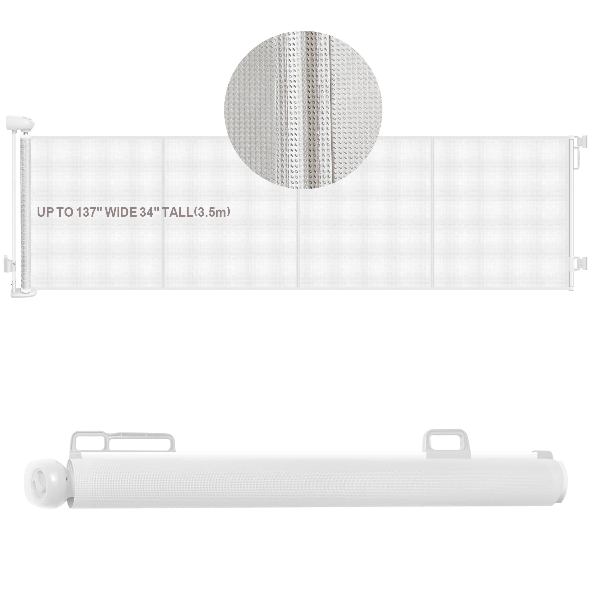 Extra Wide Retractable Baby Safety Gates Extends to 137 Wide 34 Tall, Large Mesh Dog Pets Gate with Reinforced Strip for Stair D