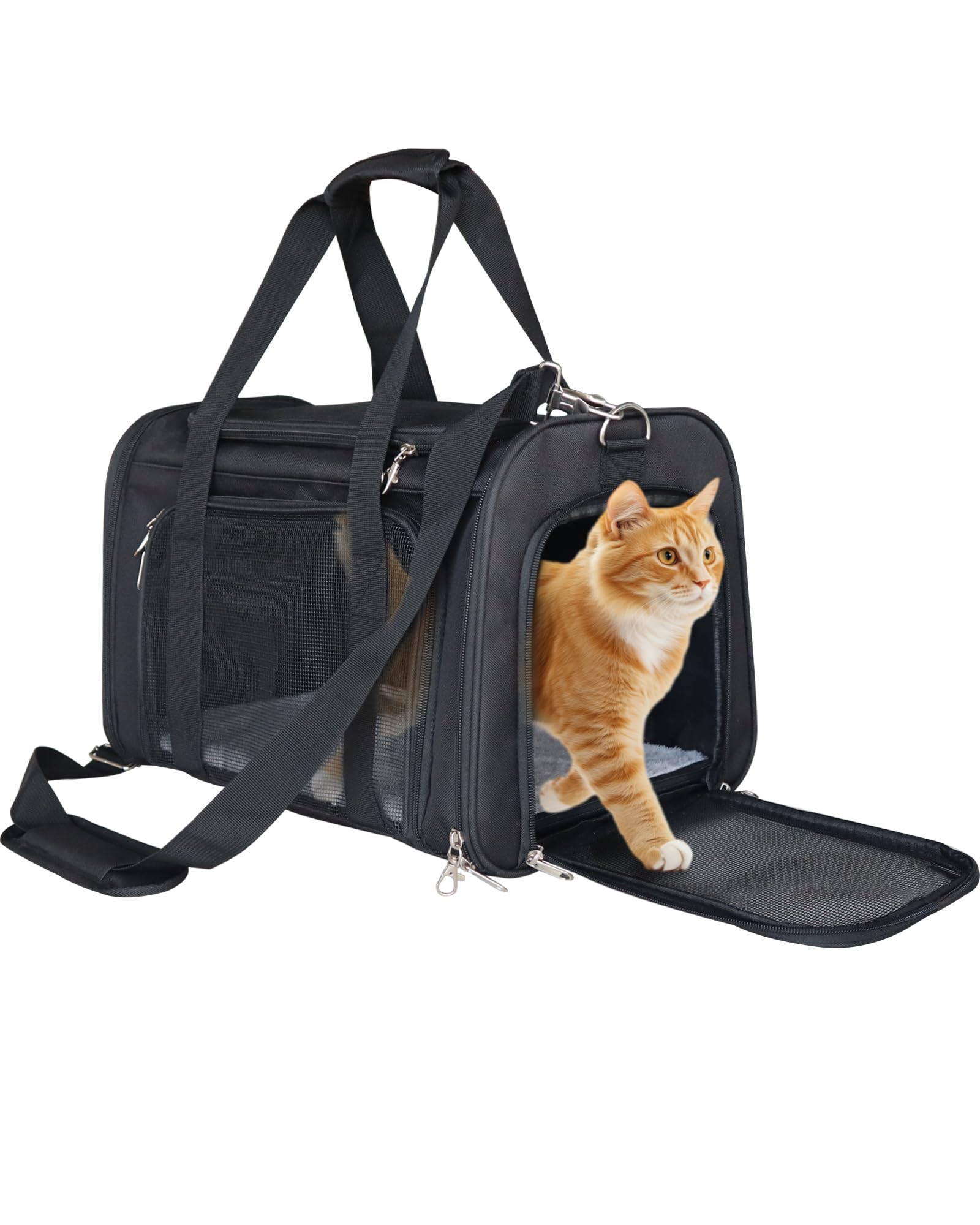 L&W Bros. Airline Approved Cat Carrier - Soft Sided Pet Travel Bag For Cats And Small Dogs Under 16 Lbs Tsa Approved Pet Carrier