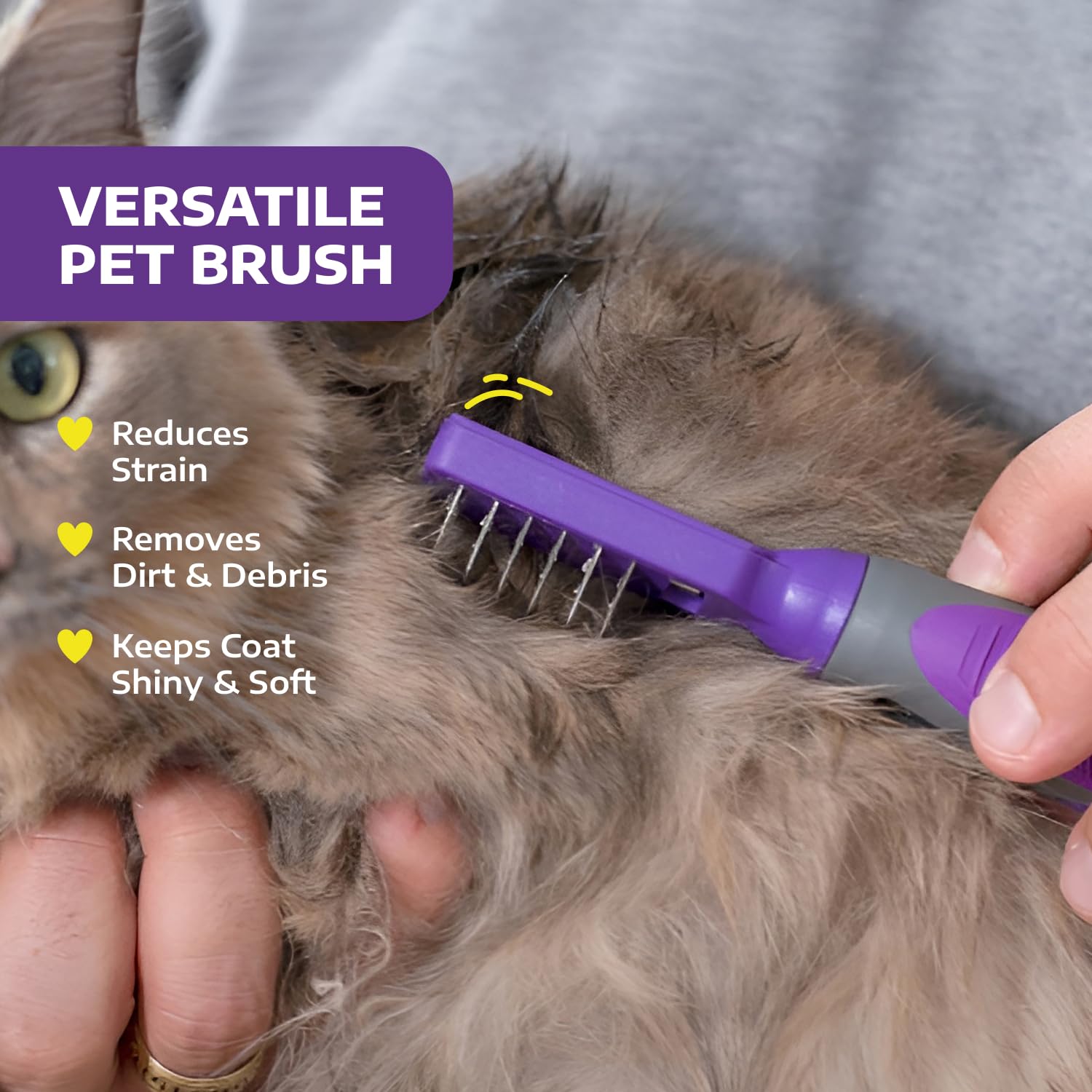 Hertzko Grooming Dematting Comb For Dogs And Cats - Stainless Steel Undercoat Rake For Shedding And Tangled Fur - Ergonomic Hand