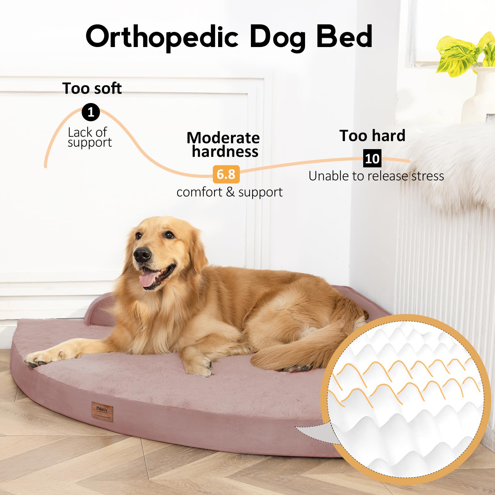 Mekiy Large Orthopedic Dog Bed With Sides Xxxl Dog Beds With Removable Washable Cover Non-Slip Waterproof Pet Bed For Extra Larg
