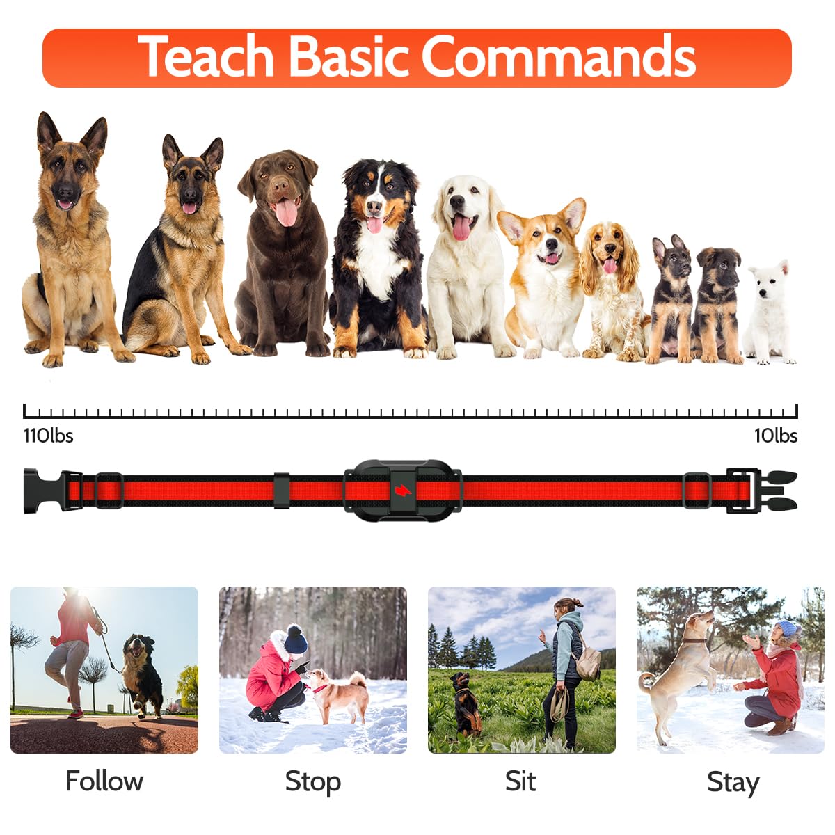 Dogstop Dog Training Collar Electric Dog Shock Collar With 4 Training Modes And Waterproof Rechargeable Remote Range 3300Ft For Large Medium Small Dogs (Red)