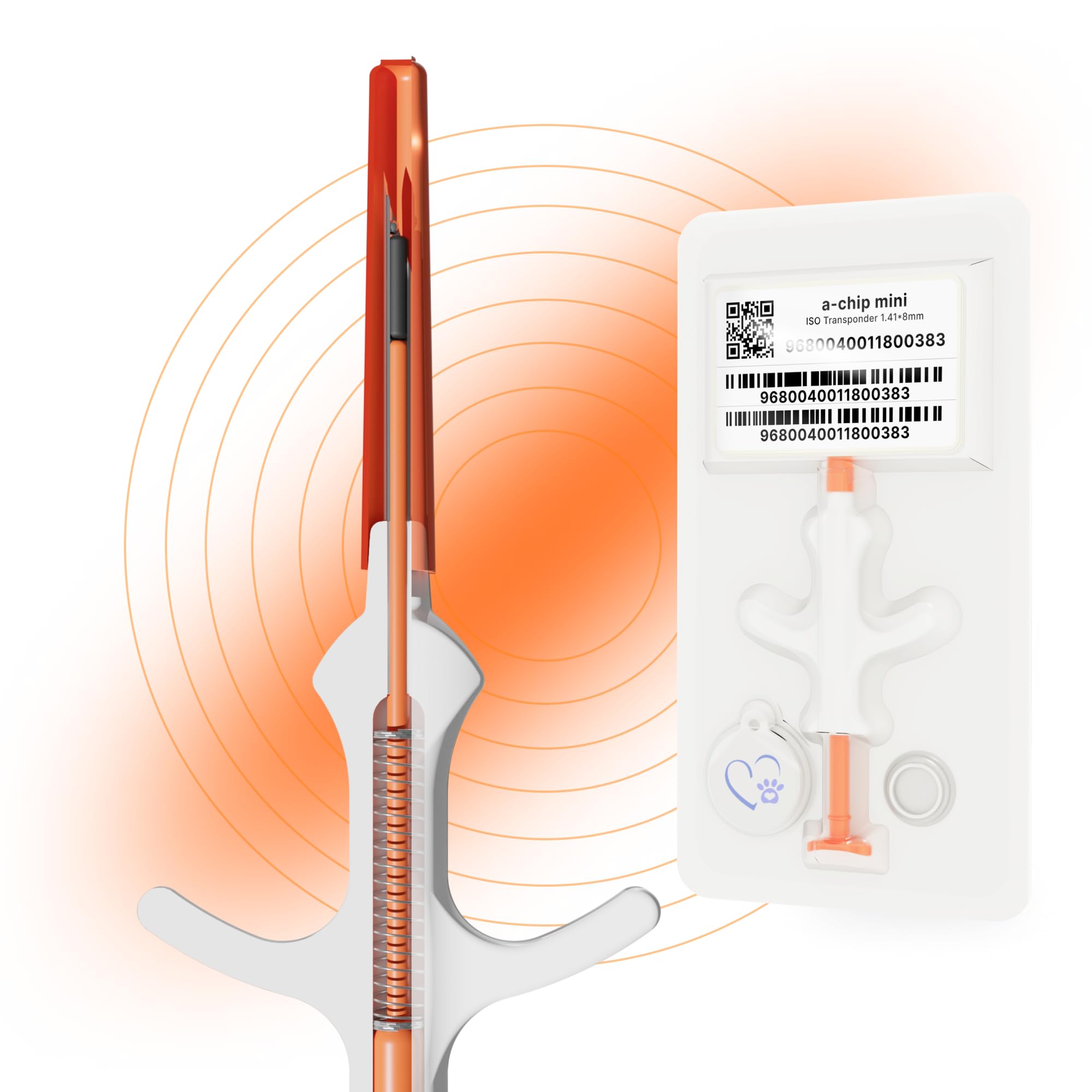 Pack Of 1 1.4X8 Mm Microchip For Dogs Kit With Qr Code Id Pet Tag - Free Lifetime Registration - Implant International Standard 