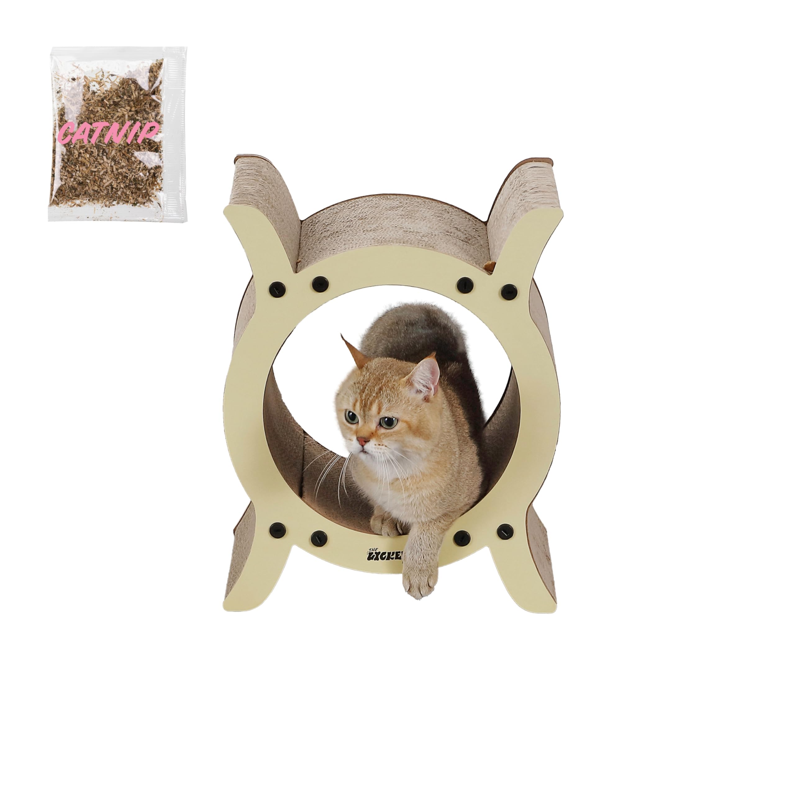 The Licker Store Csr1007A Nyan 16.5'' Modern Cardboard Tunnel Cat Scratcher With Catnip, Almond