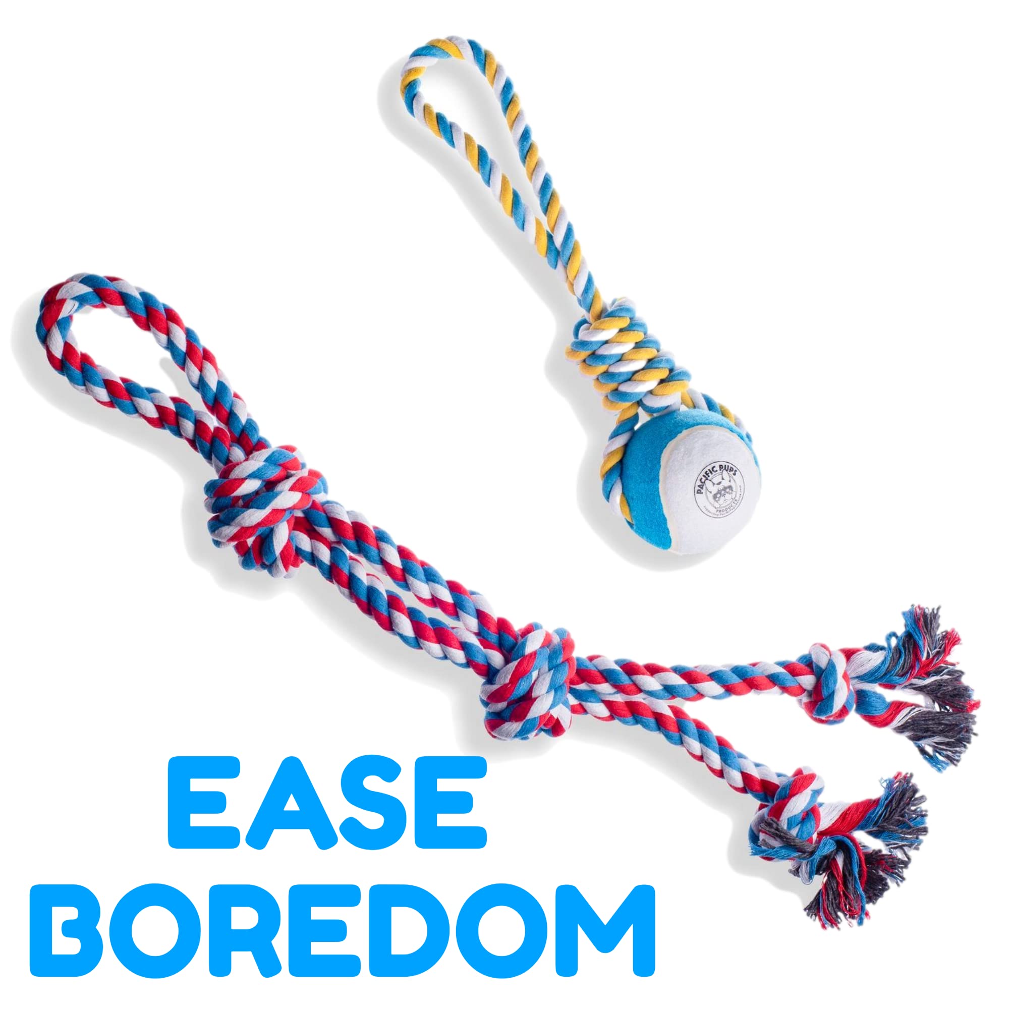 Pacific Pups Products Dog Rope Toys, Xl Tug Toy & Ball, 3Pcs Rope Toys For Large Dogs, Support Non-Profit Dog Rescue