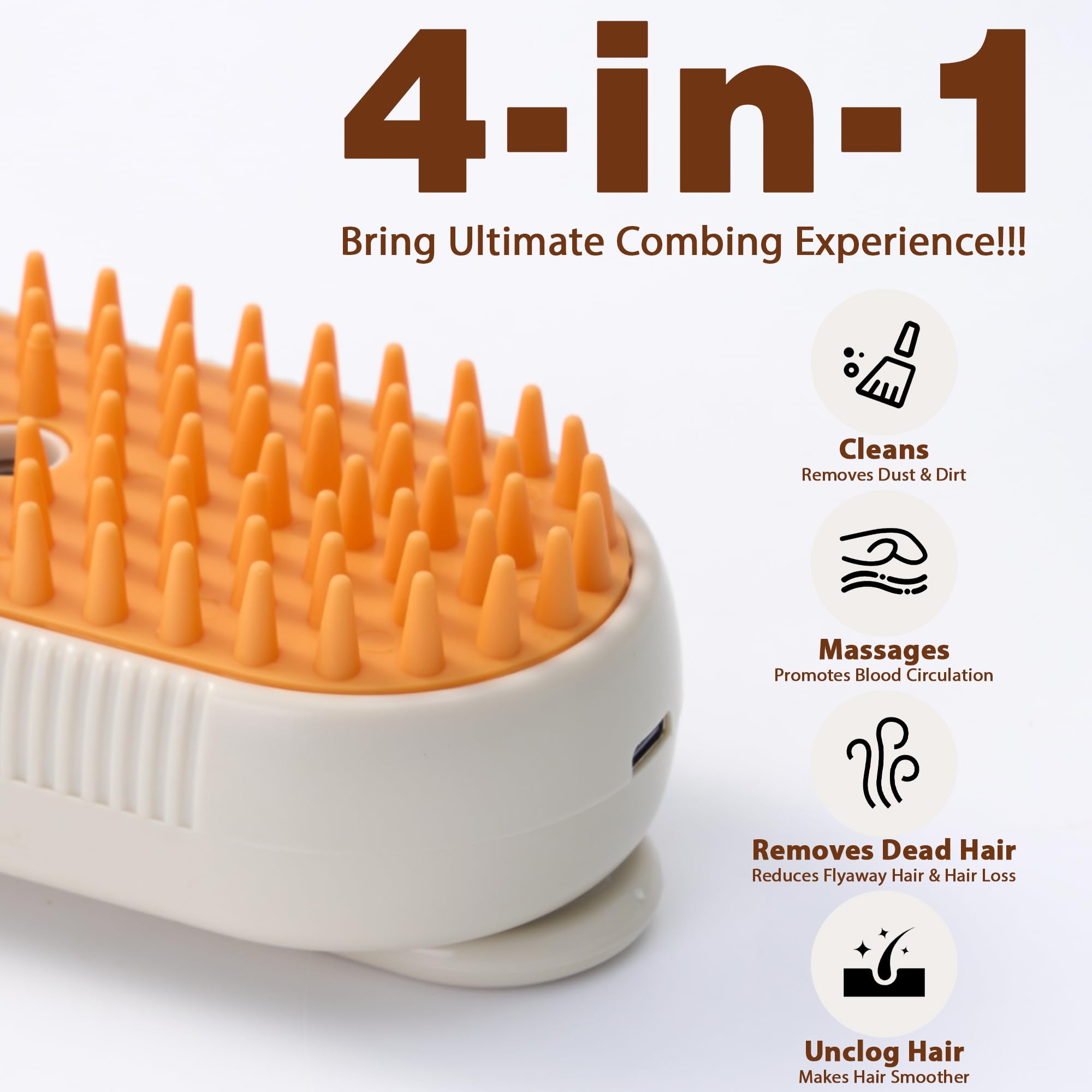4 In 1 Cat Steam Brush For Shedding, Rechargeable Cat Brush With Steam, Anti-Static Pet Steam Brushes, Massage, Cleaning, Sheddi