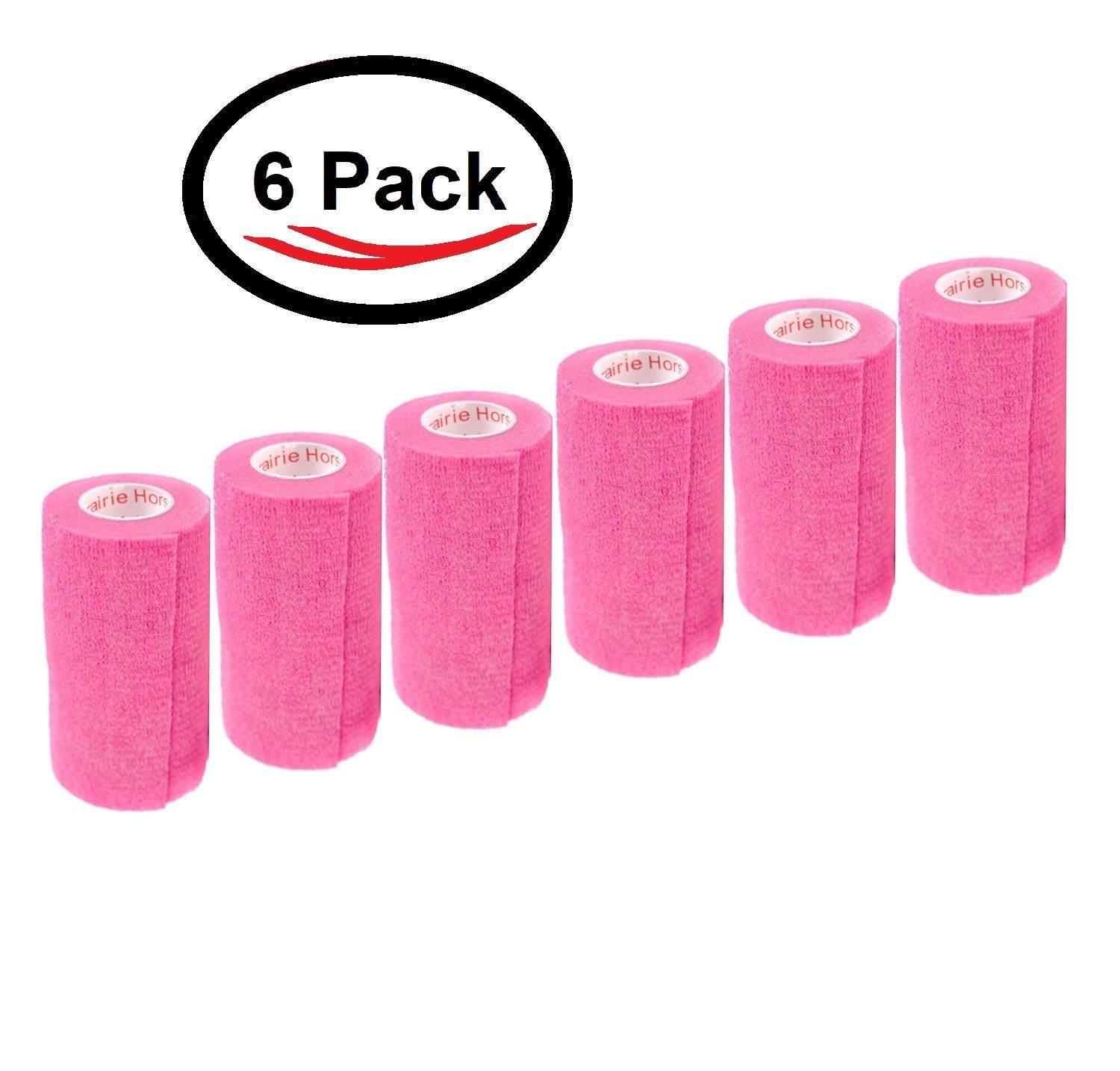 3 Inch Vet Wrap Tape Bulk (Neon Pink) (Pack of 6) Self Adhesive Adherent Adhering Flex Bandage Grip Roll for Dog Cat Pet Horse