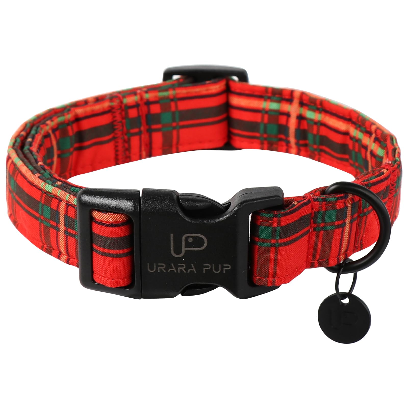 Up Urara Pup Christmas Dog Collar,Red Plaid Christmas Plaid Pet Collar With Quick Release,Adjustable Red Plaid Puppy Collar For 