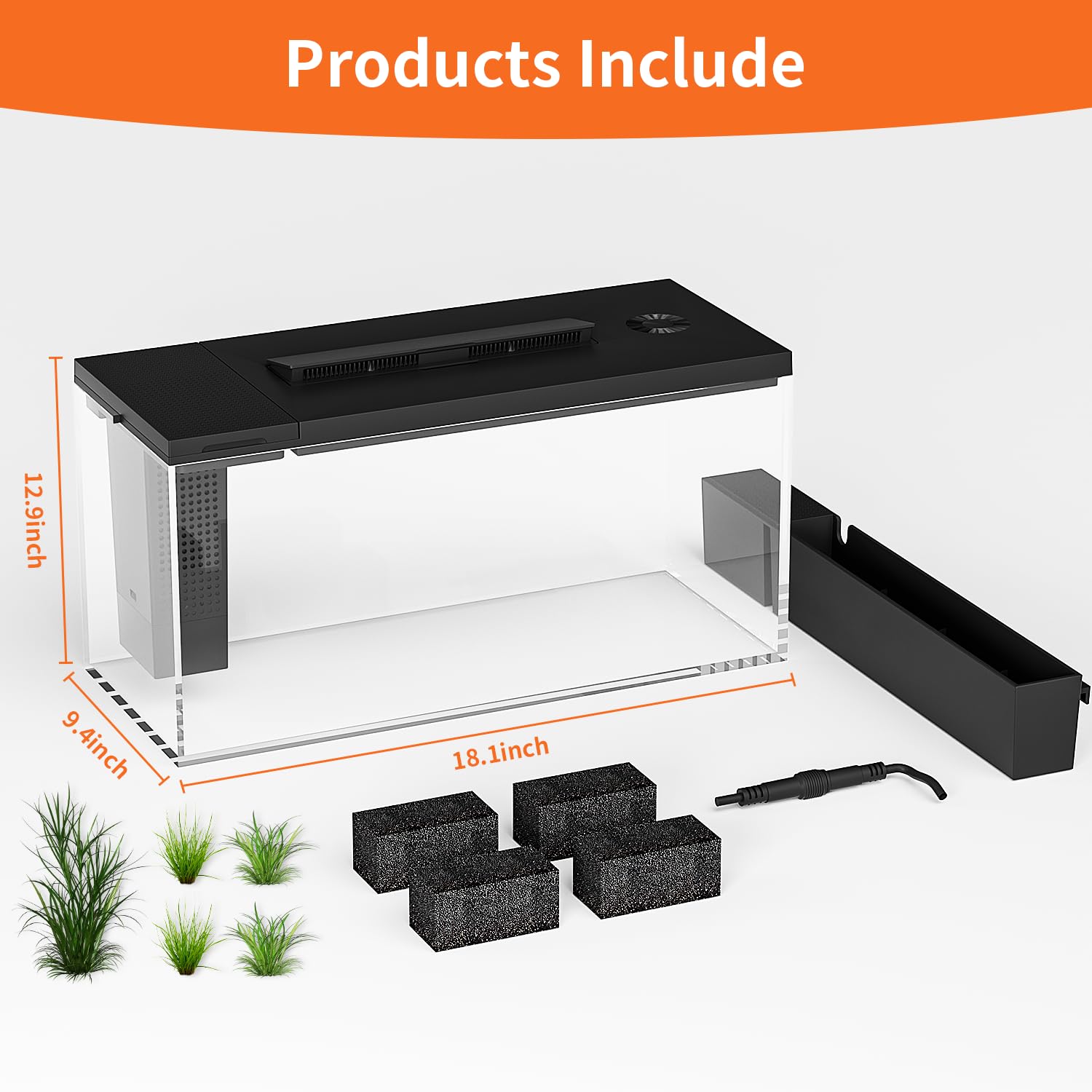 Eraark 3.7 Gallon Betta Fish Tank Self Cleaning,Smart Aquarium Aquarium Kit With Filter Light Water Pump