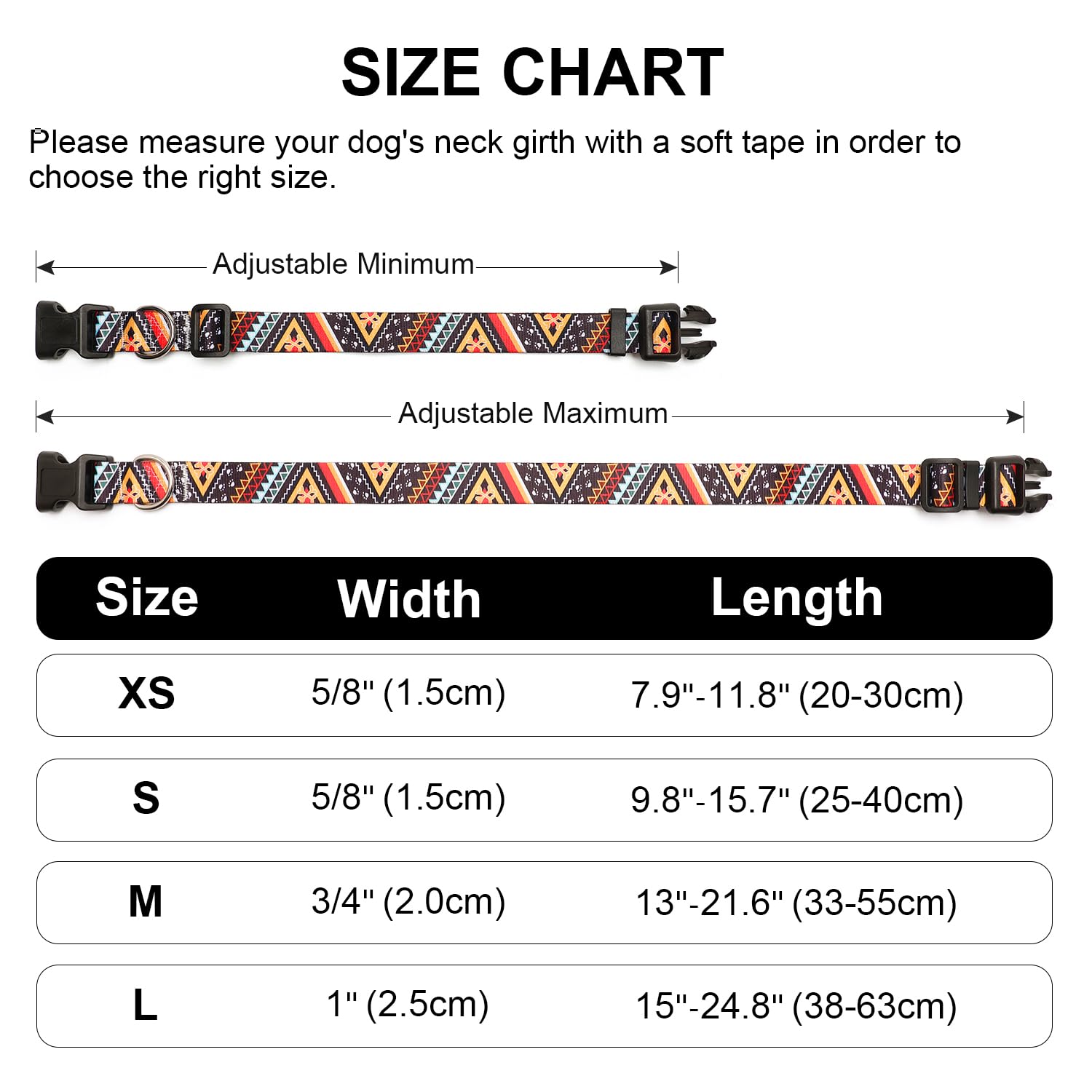 Mercano Adjustable Dog Collar - Special Design Patterns, Soft Nylon Comfortable Durable Pet Collar For Small Medium Large Dogs (S, Ethnic Gold)