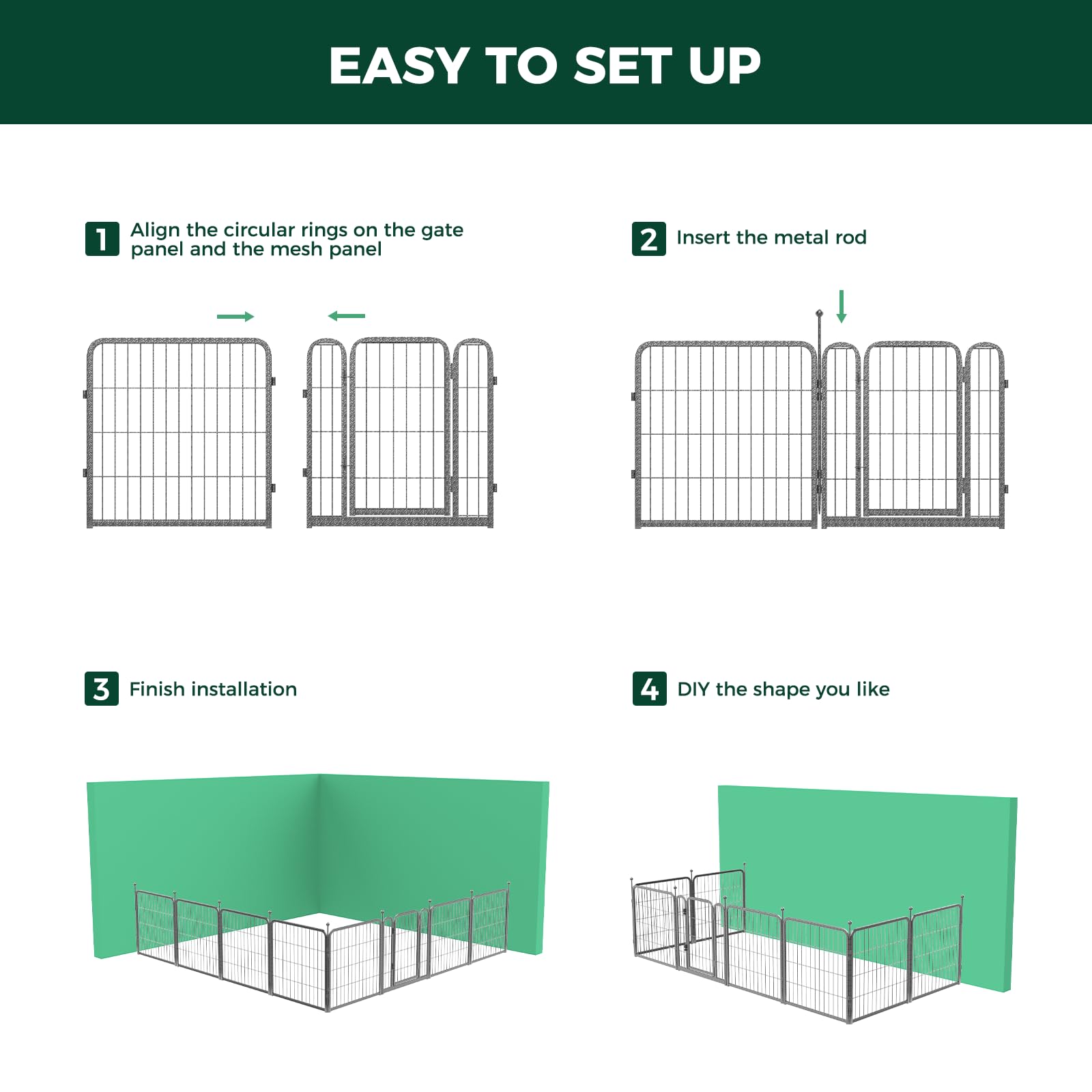 Fxw Aster Dog Playpen Designed For Yard, 8 Panels