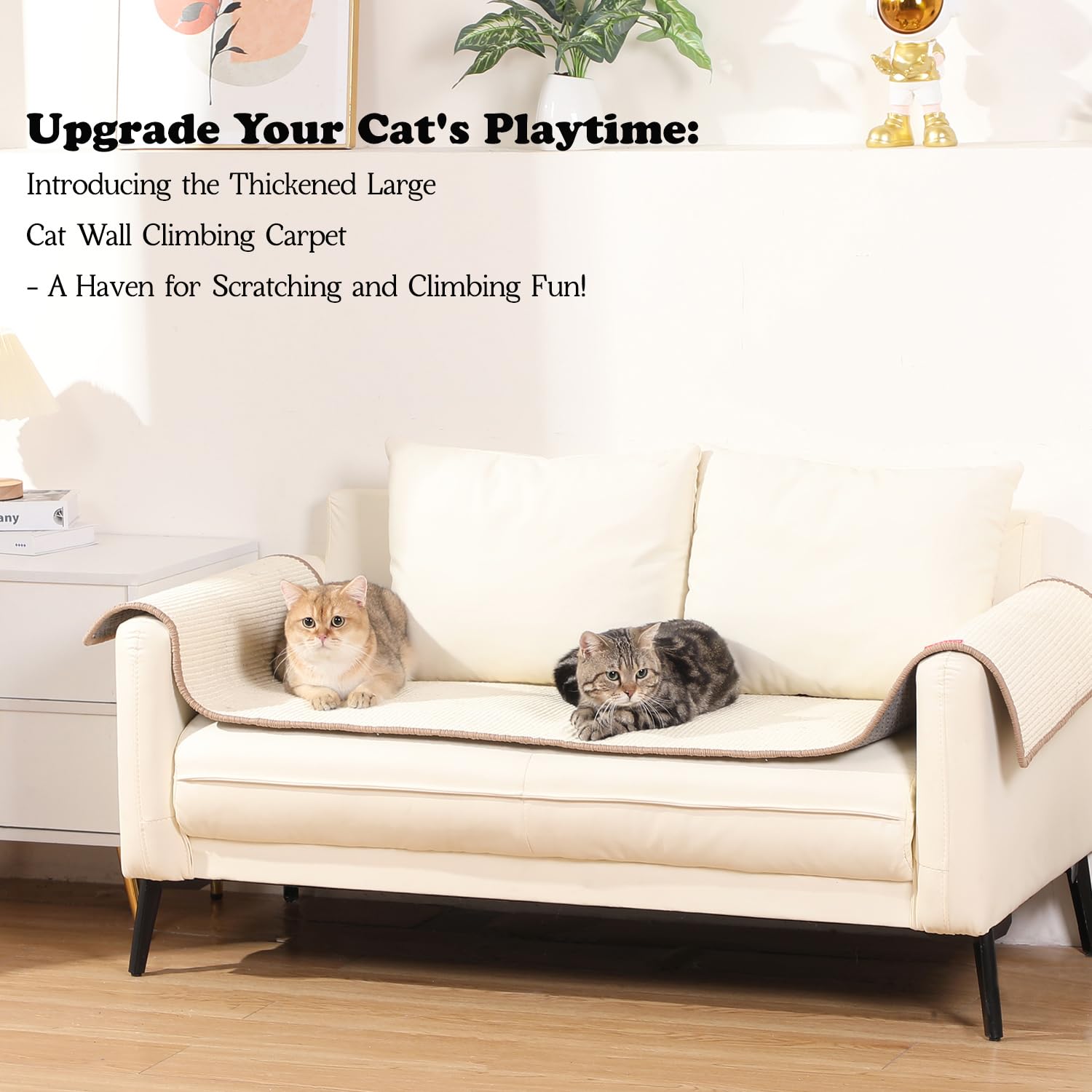 66.93X19.68X0.32 Inch Thickened Cat Wall Scratcher Carpet, Cat Climbing Wall, Durable Furniture, Tall Scratching Post, Scratcher