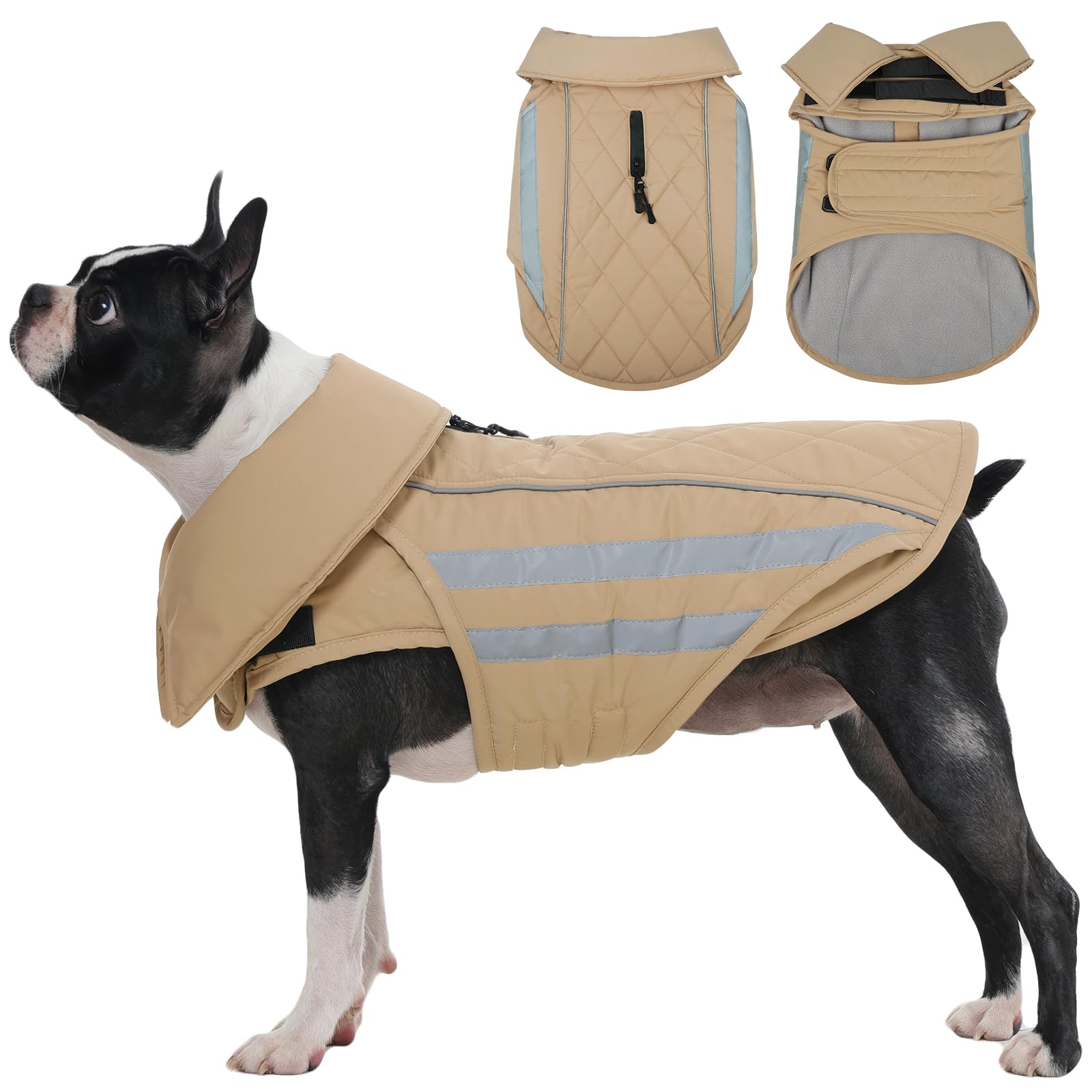 IECOii Dog Coat Waterproof - Adjustable Outdoor Dogs Cold Weather Coats & Reflective Winter Jacket with Broad Chest Breeds, Hunt