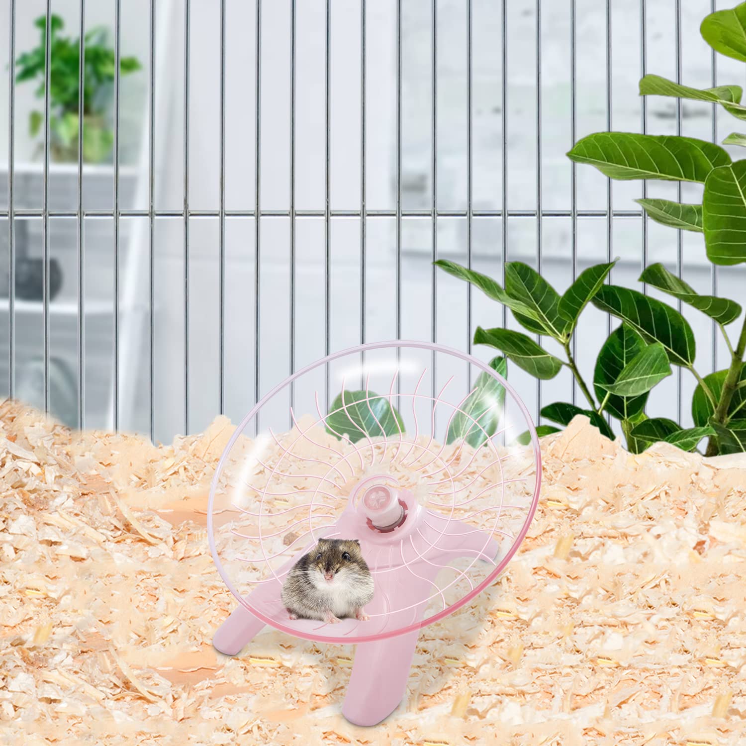 Hamster Wheel Hamster Flying Saucer Silent Exercise Wheel Running Wheel For Dwarf Hamsters Gerbil Mice Small Animals (Pink)