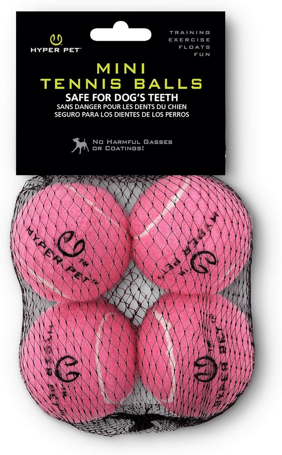Hyper Pet Mini Tennis Balls For Dogs (Safe Dog Ball Tennis Balls For Exercise & Training) Interactive Toys Work With Hyper Pet K9 Kannon Mini Dog Ball Launcher - 4 Pack Pink