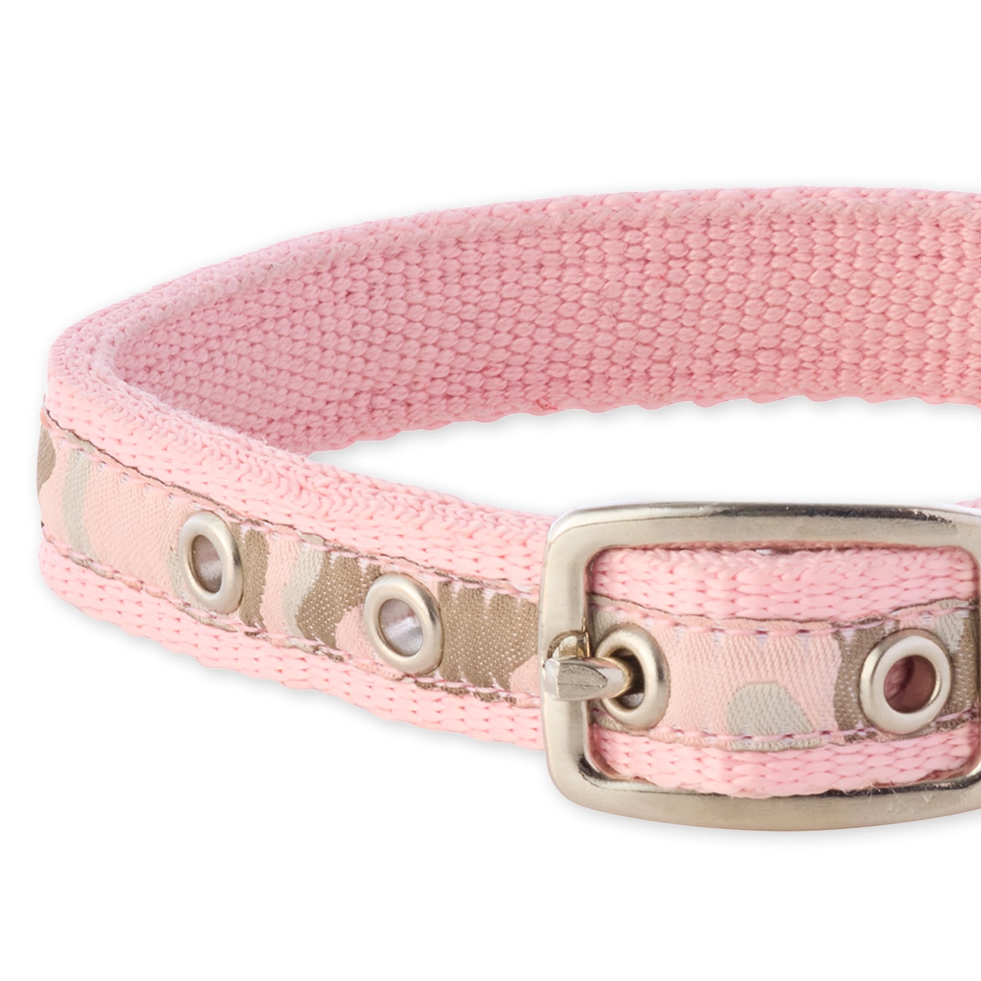 Pet Passion Adjustable Recycled Ribbon Dog Collar For All Pet Breeds, Camo-Pink, Large