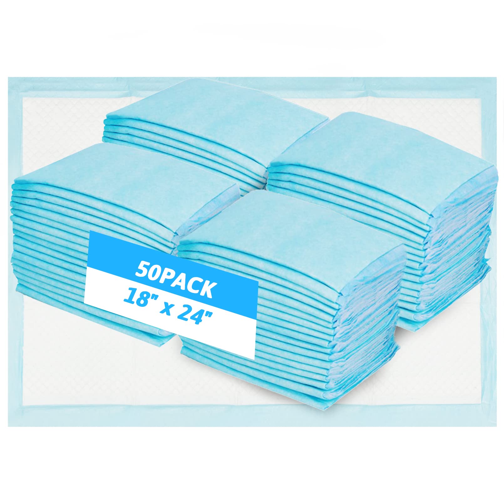 Fhiny Rabbit Pee Pads, 18 x 24 50 PCS Guinea Pig Disposable Cage Liner Leak-Proof Super Absorbent Potty Training Pad with Quick-