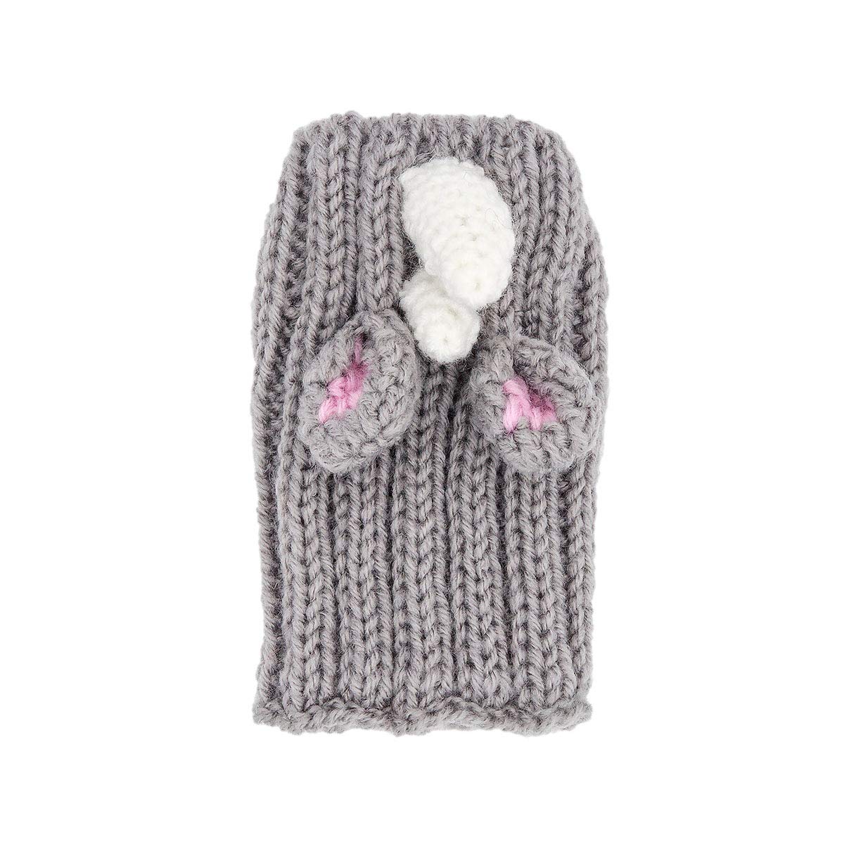 Zoo Snoods Rhino Dog Costume - Warm Knit Snood Ear Wrap, Small, Grey, Model RNO101GY-S