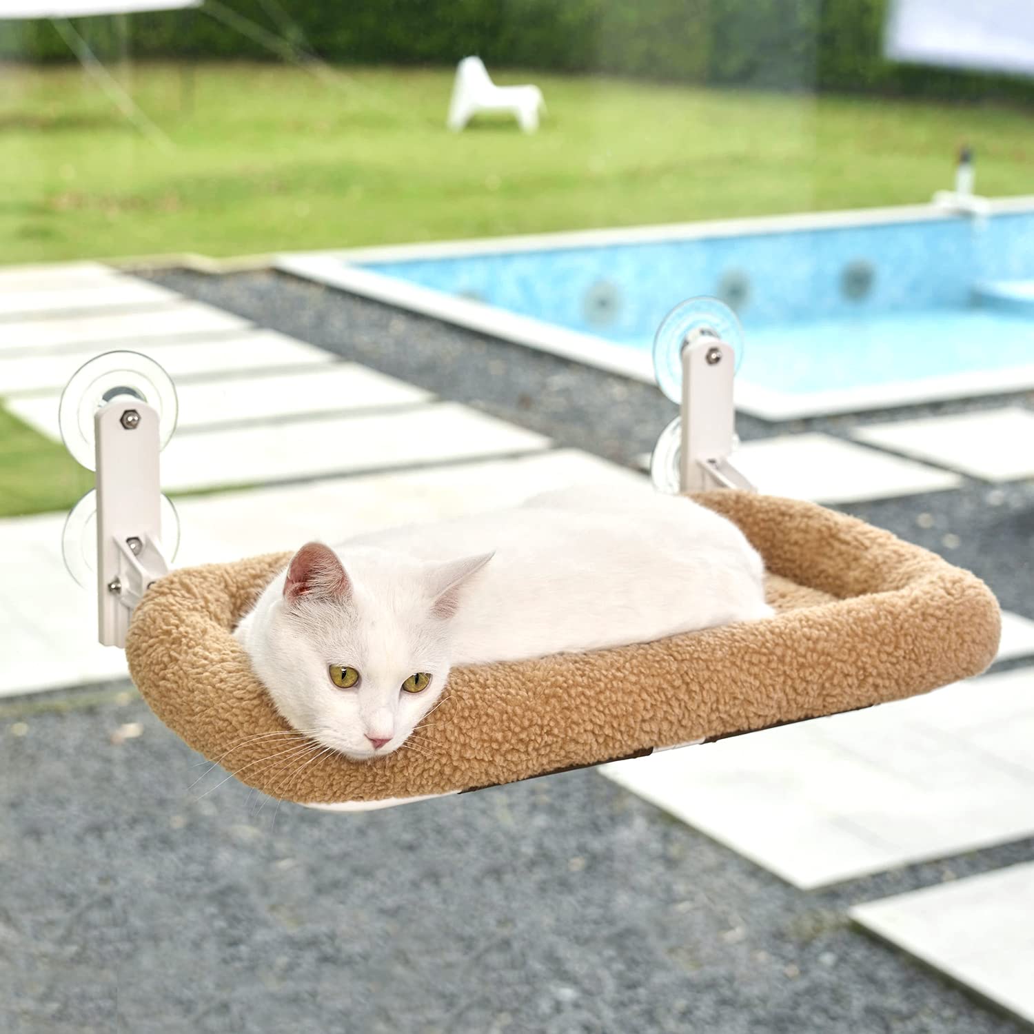 Zakkart Foldable Cat Hammock For Window - Cordless, Machine Washable Bed, Robust Metal Frame & Abs Brackets - Cat Window Perch F
