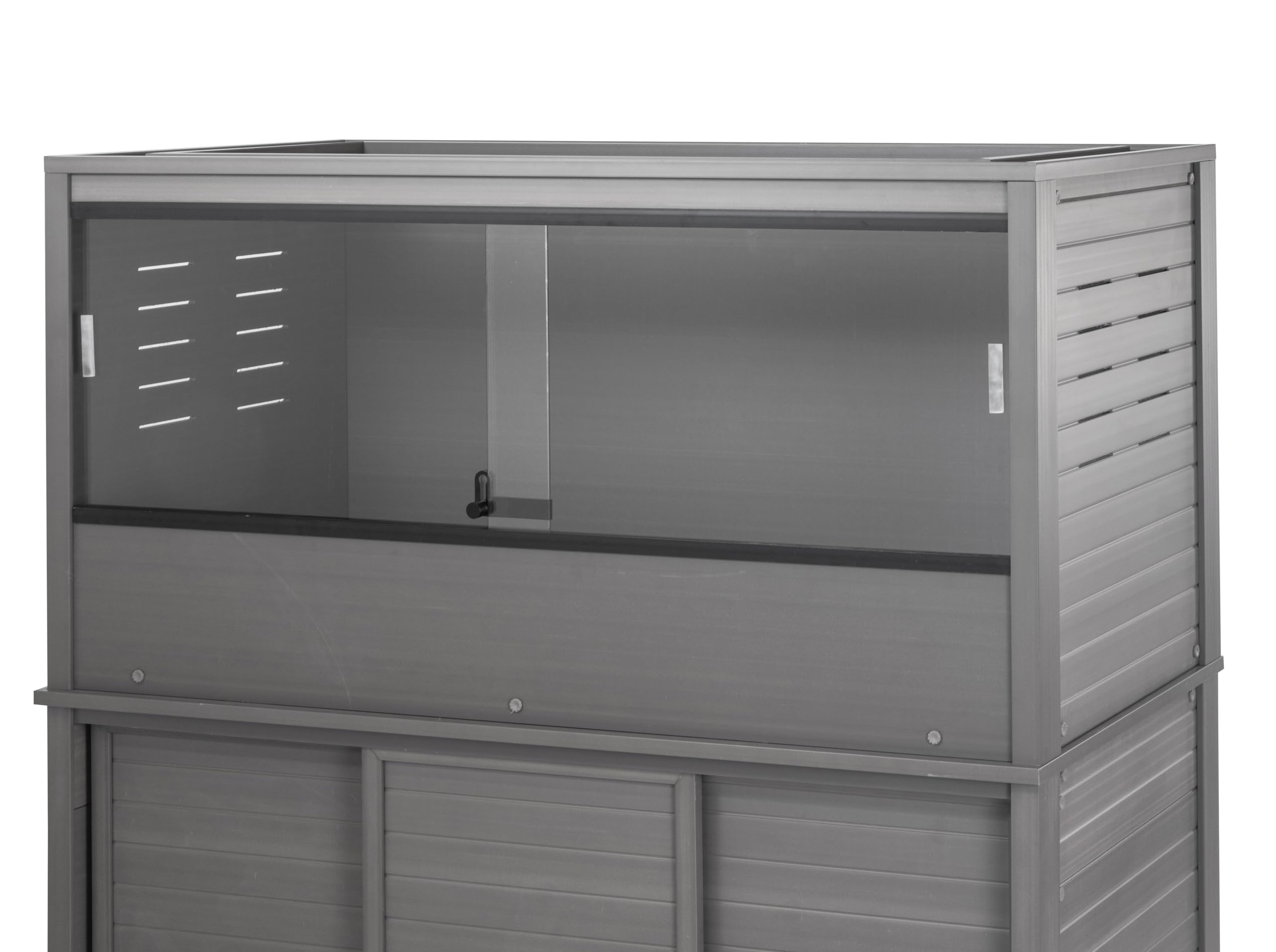 New Age Pet Ecoflex 48-Inch Mojave Reptile Lounge In Grey- Durable Wood Plastic Composite Habitat With Vented Side Panels, Removable Sliding Glass Doors & Lock, Easy Assembly