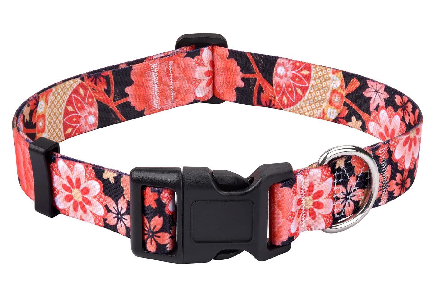 Mihqy Dog Collar With Bohemia Floral Tribal Geometric Patterns - Soft Ethnic Style Collar Adjustable For Small Medium Large Dogs(Red Flower A,L)