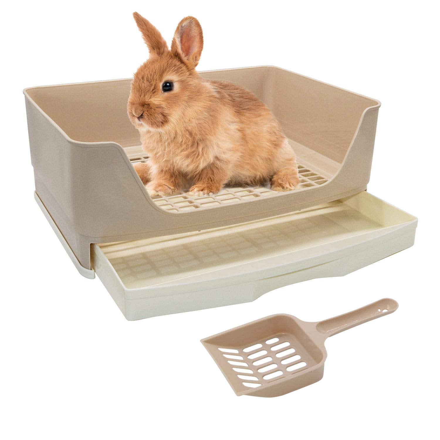 Bwogue Large Rabbit Litter Box Toilet,Potty Trainer Corner Bedding With Drawer Larger Pet Pan For Adult Guinea Pigs, Rabbits, Ha