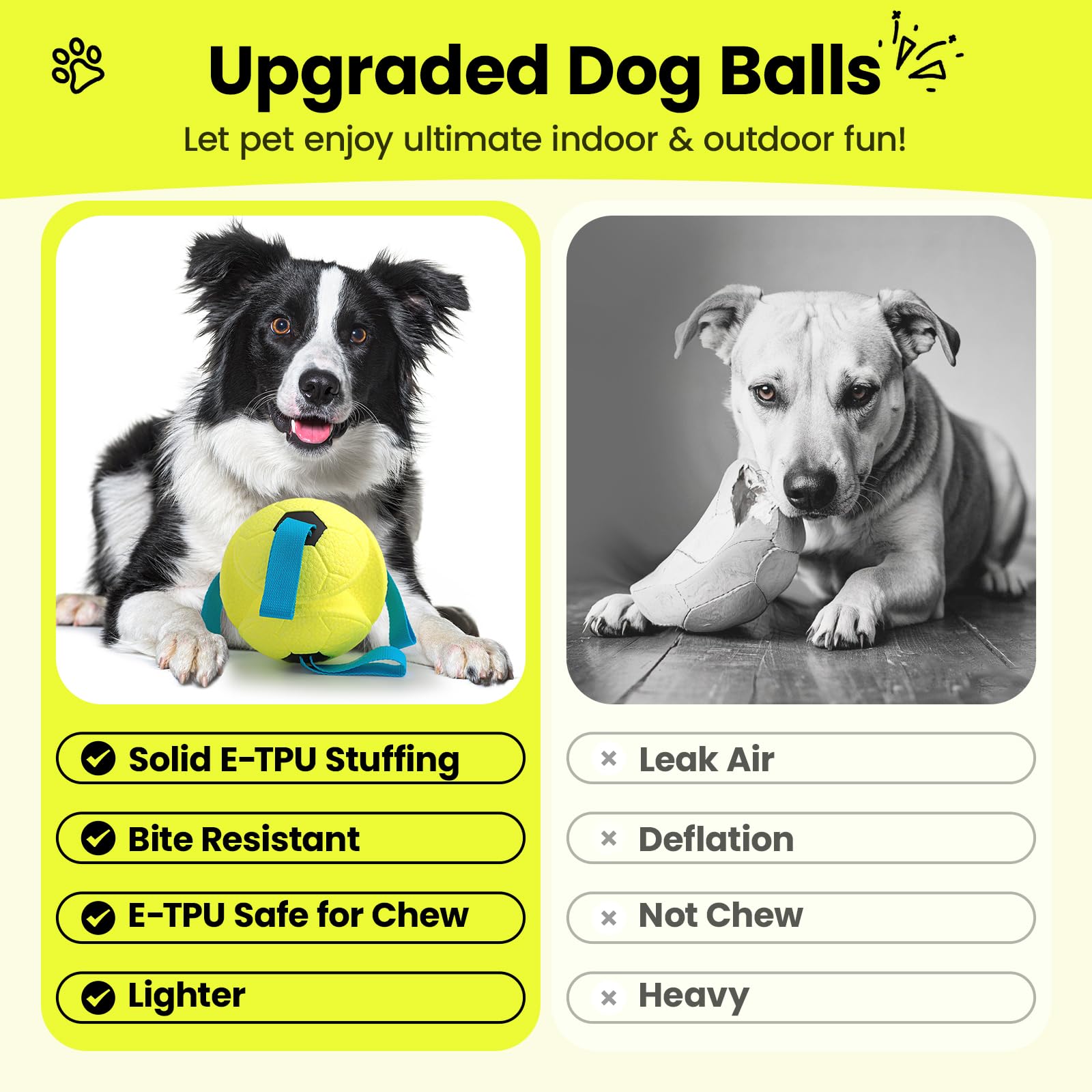 Hgb Dog Ball Toys, Interactive Dog Soccer Ball With Straps For Indoor Outdoor Fetch, Tug Of War, Water Pet Toys For Large Medium