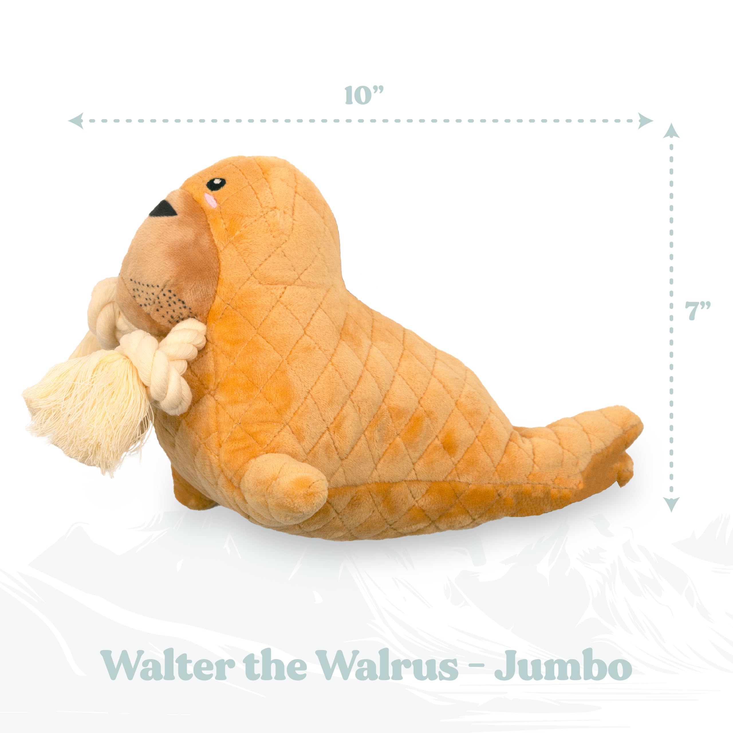 Grrreen Arctic Collection Dog Toys | Jumbo Sized Walter The Walrus | Cute, Durable, & Sustainable Plush Chew Toys For Dogs 50 Lb