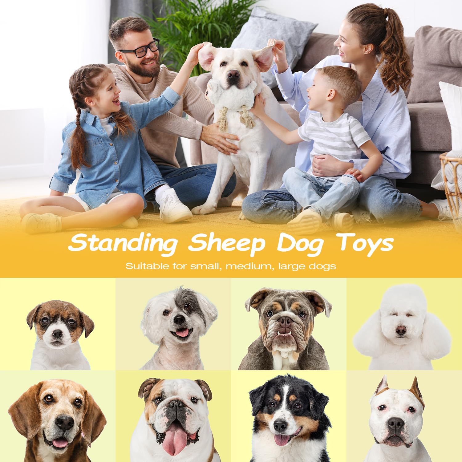 Sedioso Large Dog Squeaky Toys, Stuffed Animal Dog Chew Toy, Durable Plush Toy for Puppy, Small, Middle, Large Dogs