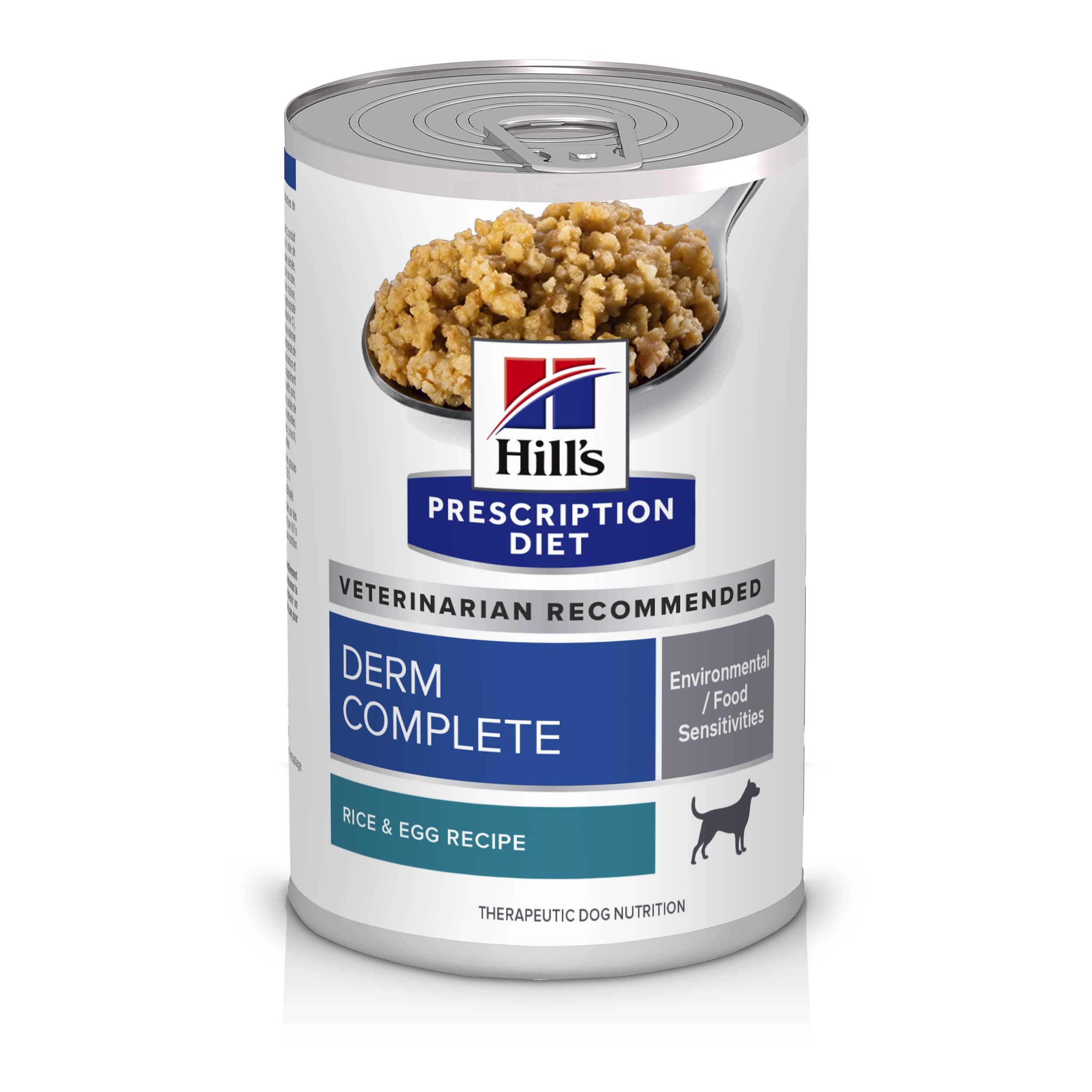 Hills Prescription Diet Derm Complete Rice & Egg Recipe Wet Dog Food, Veterinary Diet, 13 oz. Cans, 12-Pack