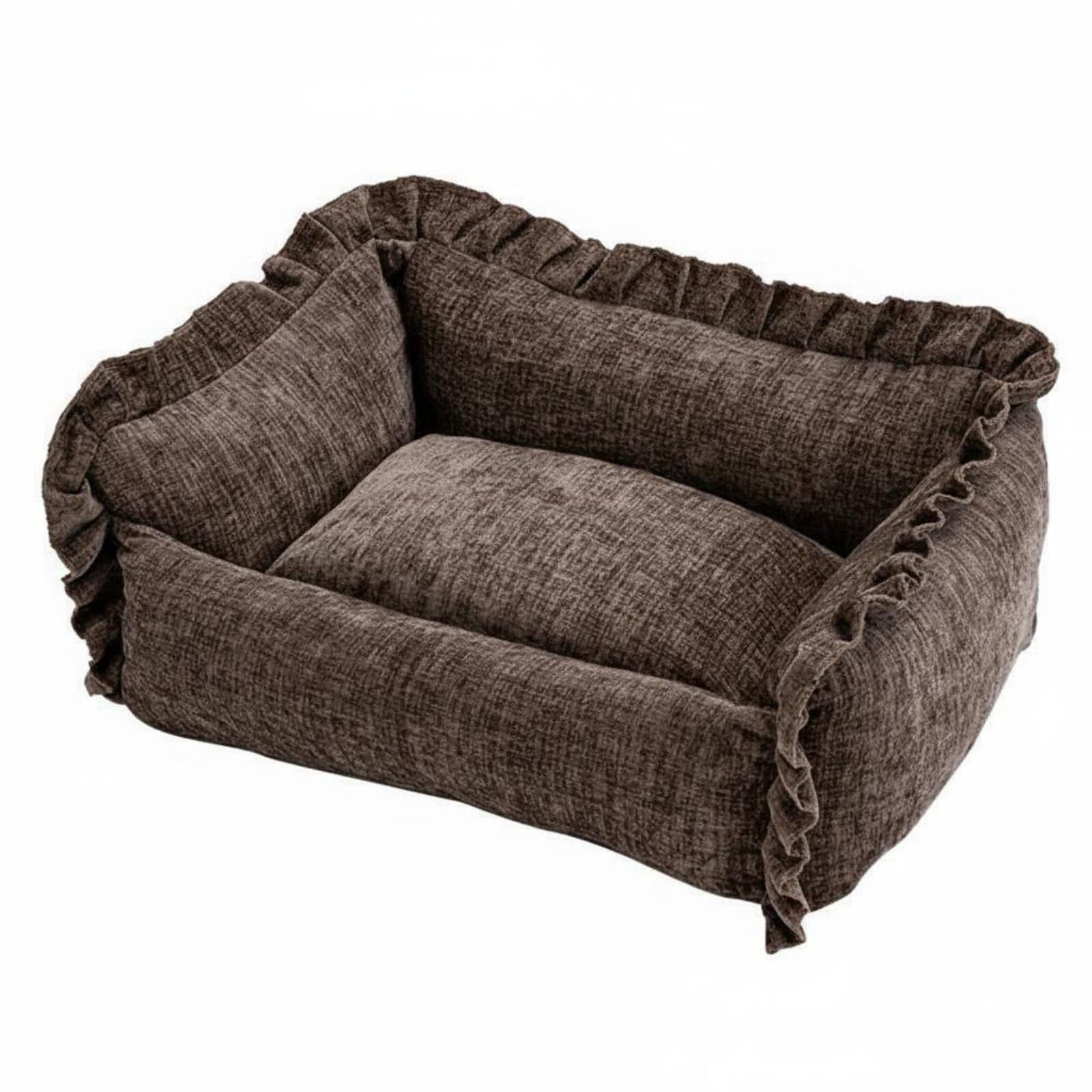Washable Dog Couch Bed WearResistant Removable Cover Pet Bed Nordic Design Soft Pet Sofa for Cats, Indoor, Coffee, S