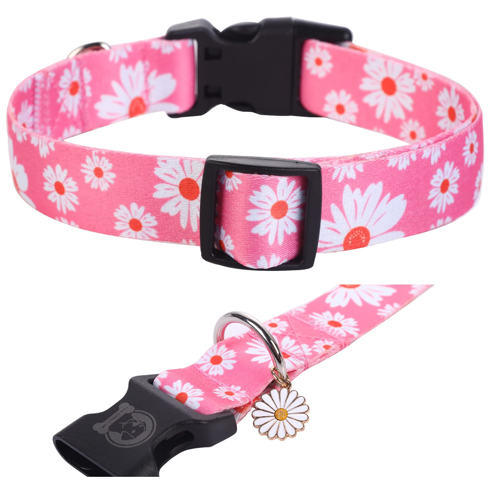 Mr. Chubbyface Flower Daisy Dog Collar Spring Floral Soft Adjustable Pet Boy Girl Collar For Small Medium Large Dogs