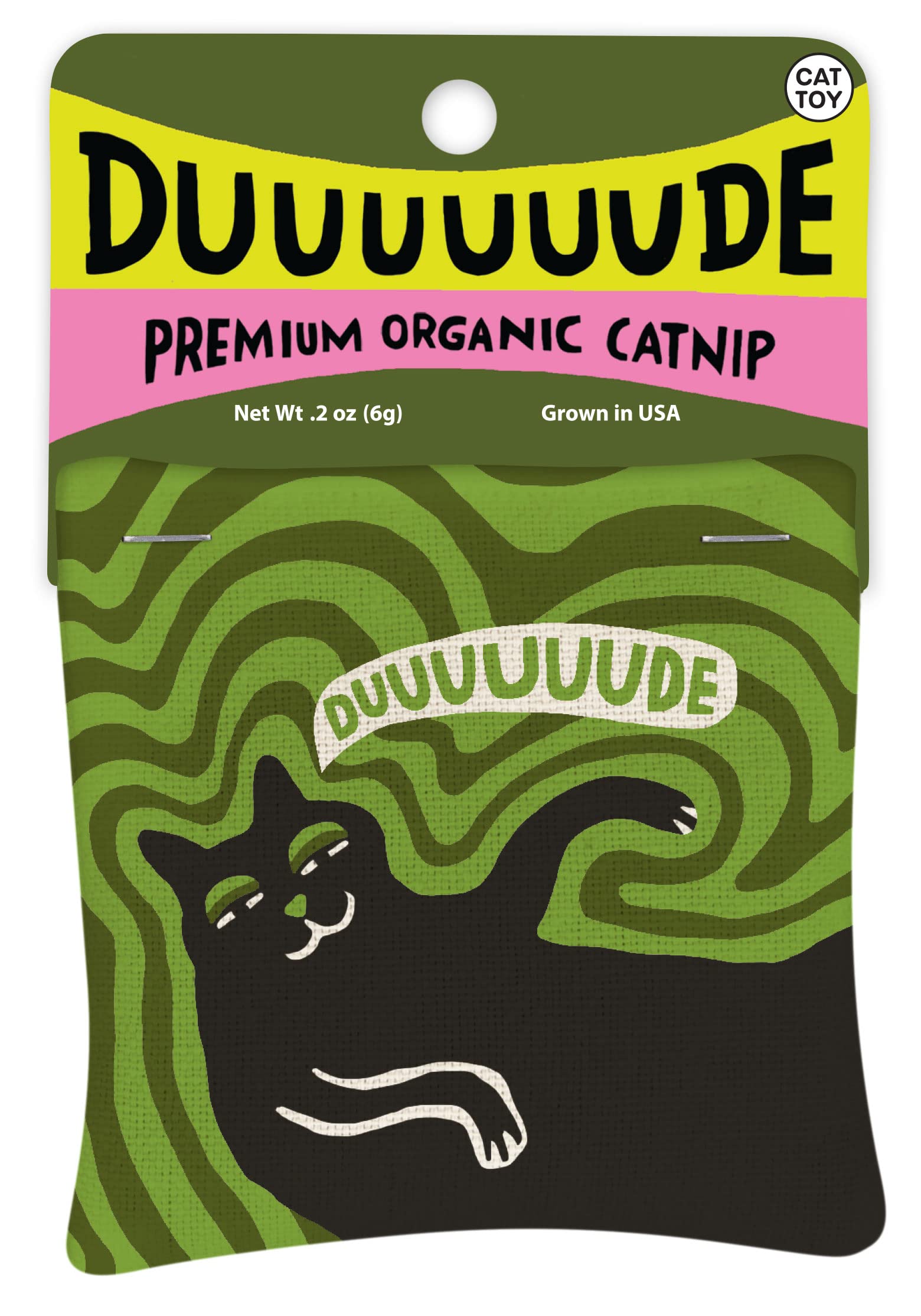 Blue Q Duuuuuuude Catnip Cat Toy. Premium Organic Catnip Grown in The USA, 100% Cotton Pouches, Kitty Graphics Sure to Delight E
