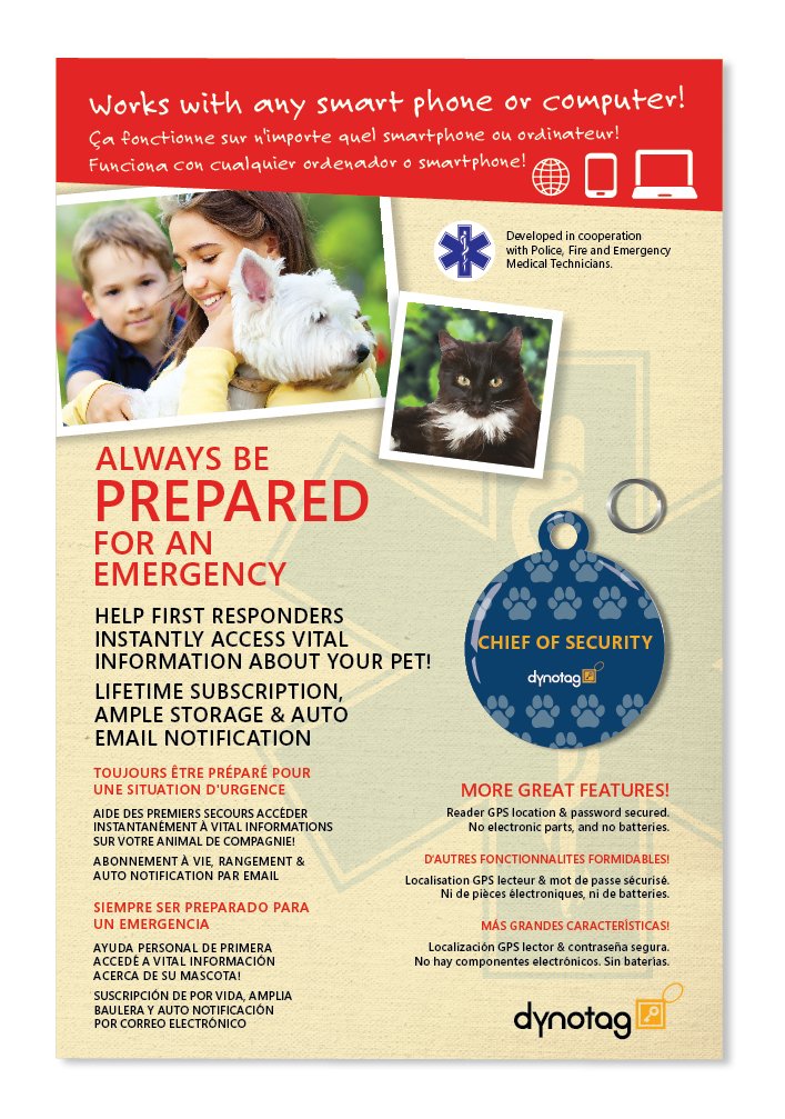 Dynotag® Web Enabled Super Pet Id Smart Tag With Dynoiq™ & Lifetime Recovery Service. Play Series: Round (Chief Of Security)