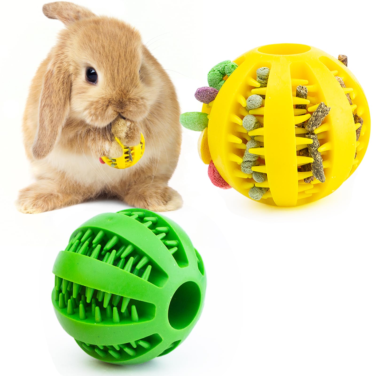 Ooxyg Rabbit Teething Toys Ball Small Animals Play Balls Treat Dispensing Rabbit Balls Puzzle Chew Balls & Rolling Toys For Bunn