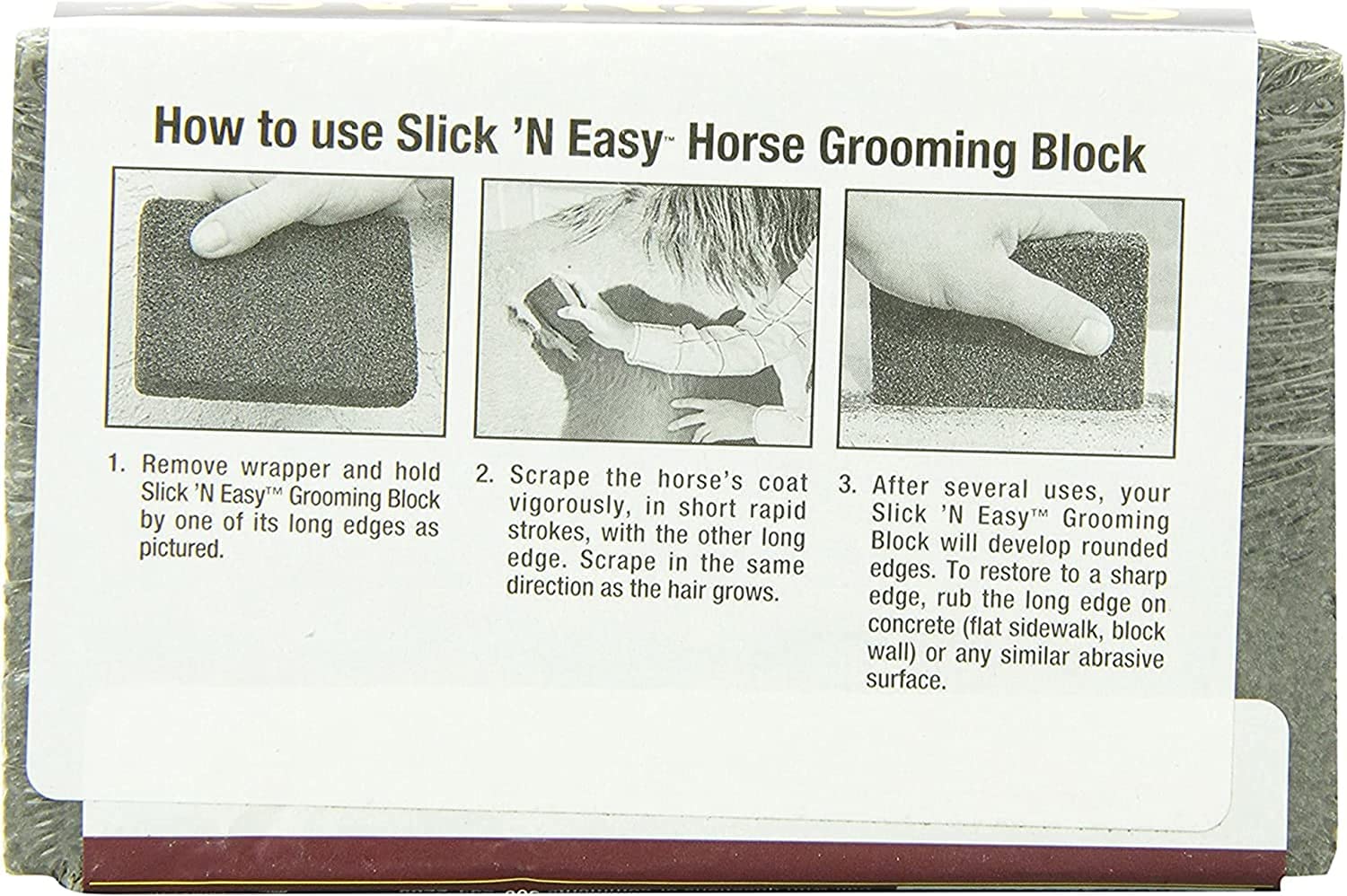 Farnam Slick 'N Easy Grooming Block for Horses, 1.25 oz, Green, One Size - Essential Grooming Tool for Healthy Coats