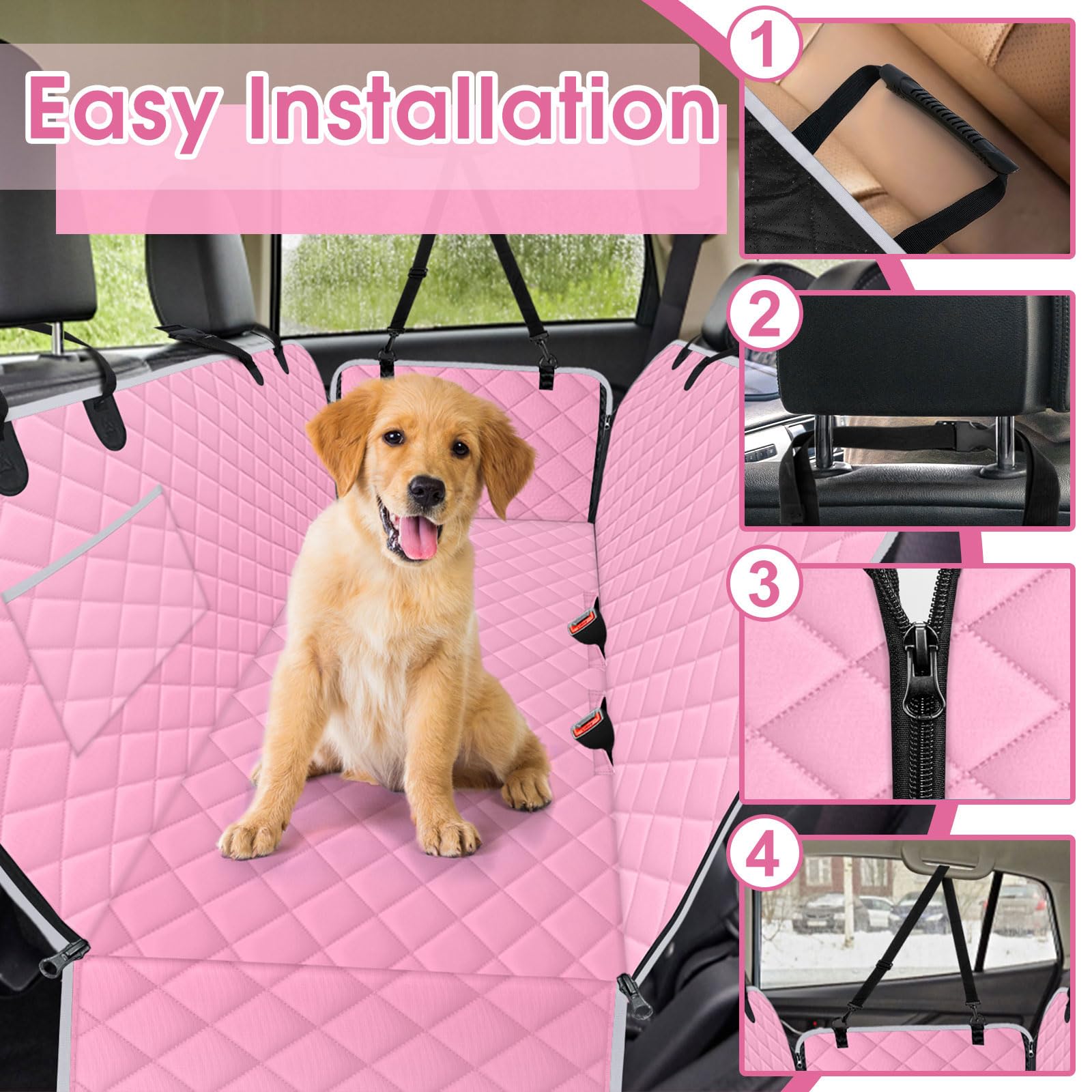 Neckory Dog Car Seat Cover, Durable Waterproof Scratch Proof Nonslip Dog Hammock, Pet Back Seat Covers With Pocket For Cars Suvs