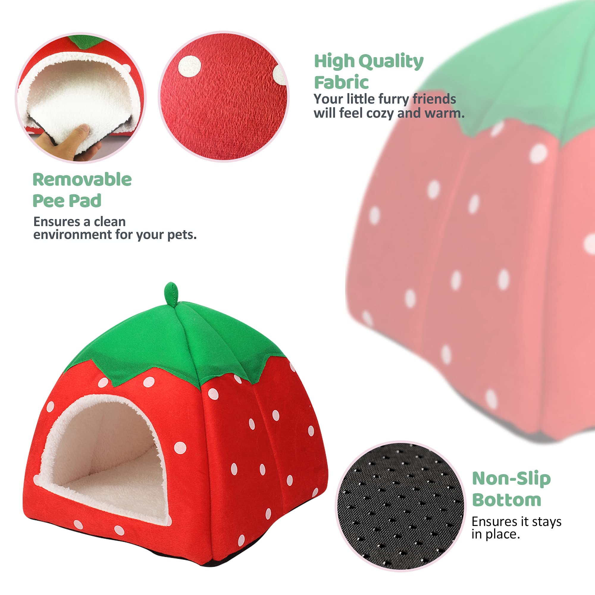 Tierecare Guinea Pig Hideout 2 Pack Guinea Pig Bed House Cage Accessories Cozy Hide-Out For Hedgehog Ferret Chinchilla&Other Sma