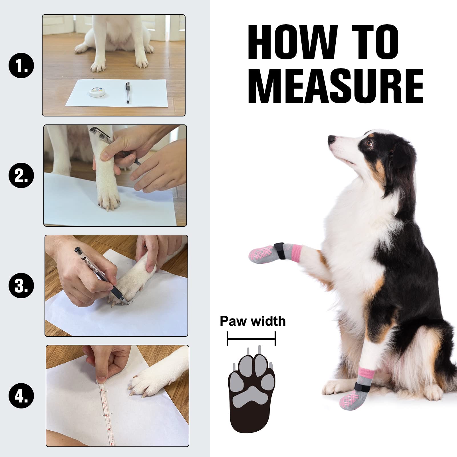 Beautyzoo Dog Socks - Prevent Licking, Hardwood Floor Protection - Shoes For Small, Medium, Large Dogs - Double Side Grips, Trac