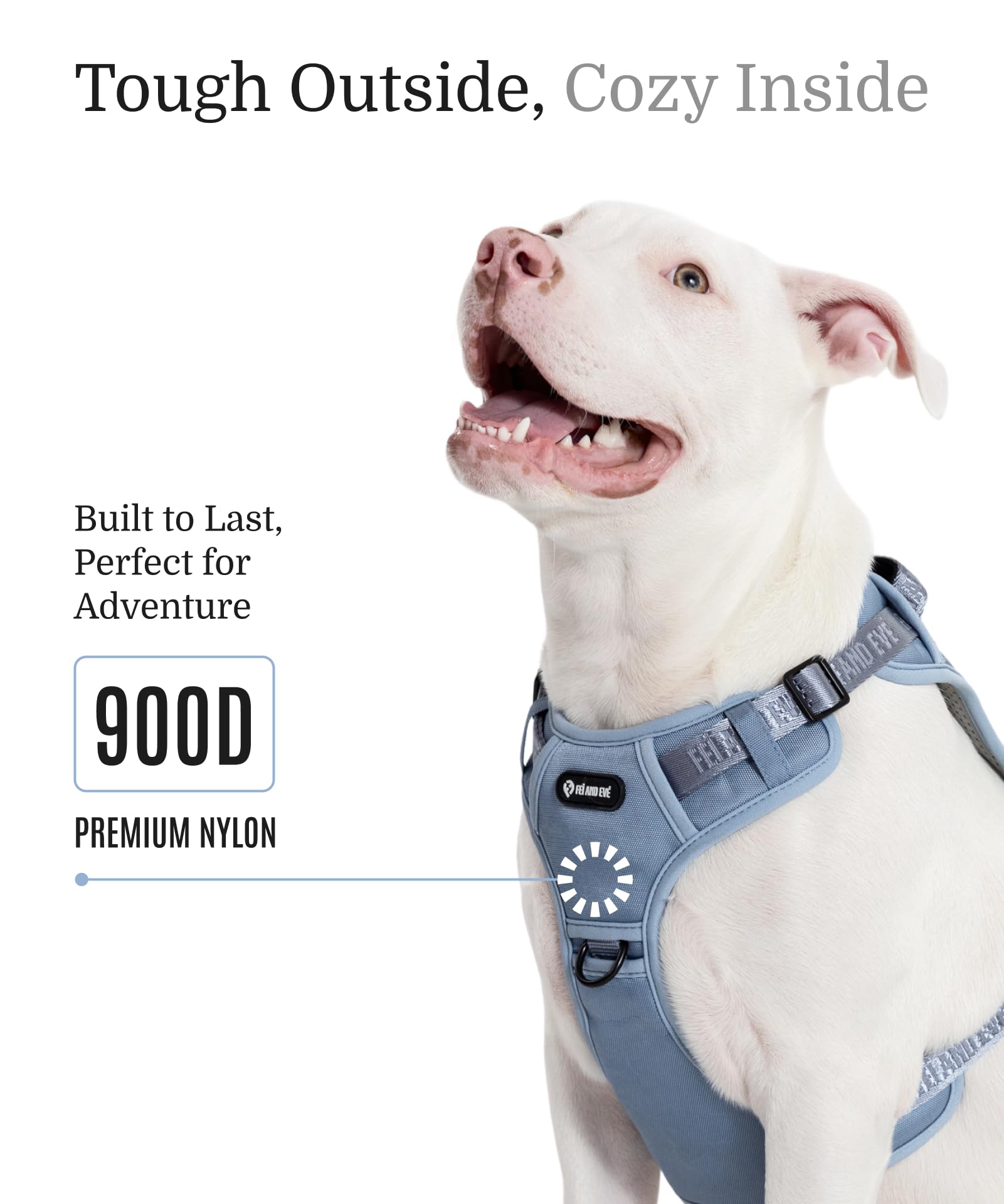 2025 New Edition, Fei & Eve Classic Dog Harness - Quick-Release Buckles | 3-Point No-Pull Control | Heavy-Duty 900D Nylon | Dual