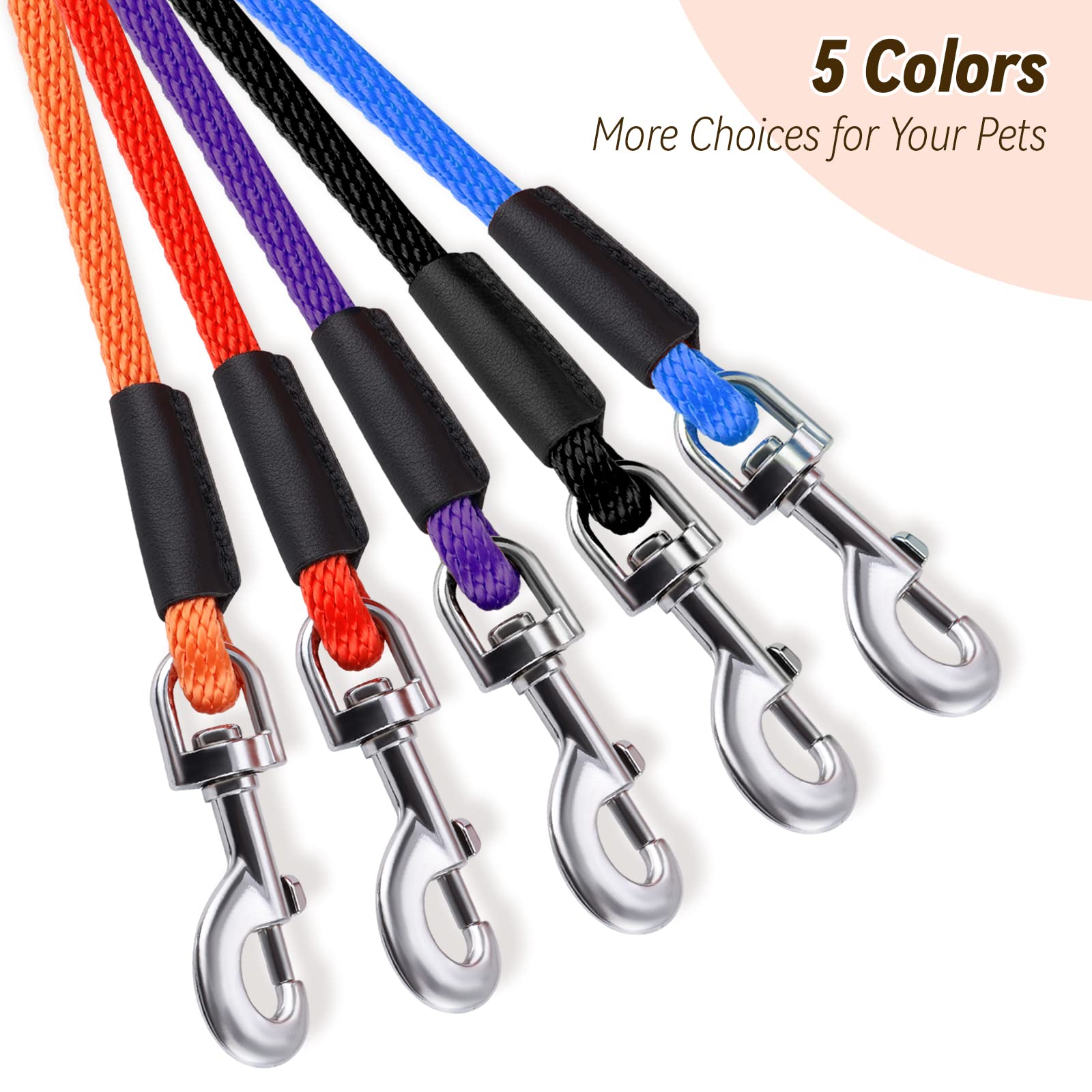 Lynxking Check Cord Dog Leash Long Lead Training Tracking Line Comfortable Handle Heavy Duty Puppy Rope 10Ft For Small Medium La