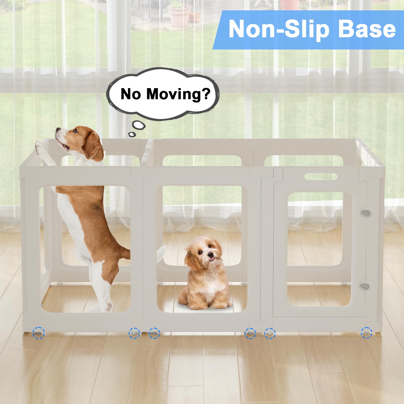 12 Pcs Panoramic Clear Acrylic Dog Playpen With 2 Doors, Acrylic Plastic Dog Playpen For Small Dogs Indoor, Unobstructed Dog Fen