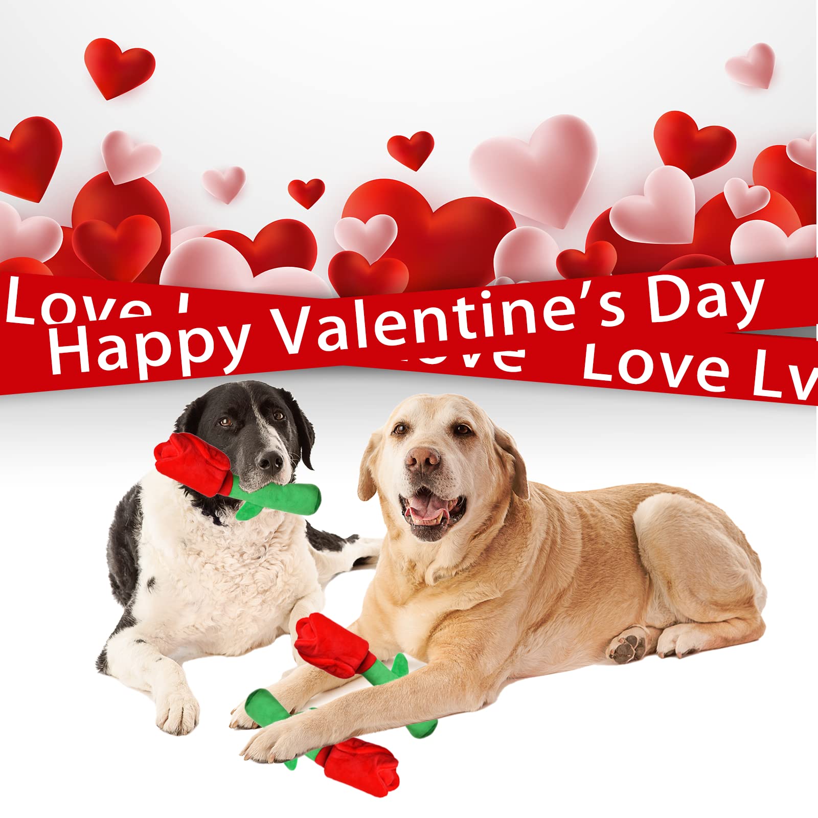 REQIHO Dog Puzzle Toys, Valentine Day Dog Toys, Dog Birthday Toy Enrichment Squeaky Crinkle Treat Dispensing Dog Toy for Small M