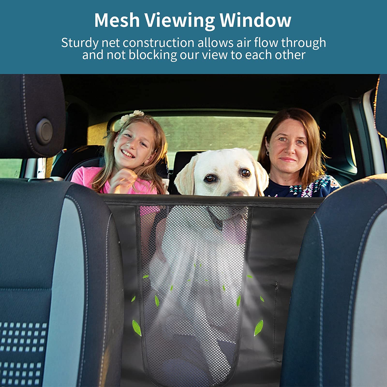 Petsfit Dog Car Barrier Vehicle Pet Barrier Backseat Mesh Dog Car Divider Net With Adjusting Rope, Sturdy Hook And 3 Storage Pockets Suitable For Suv Pickup Car