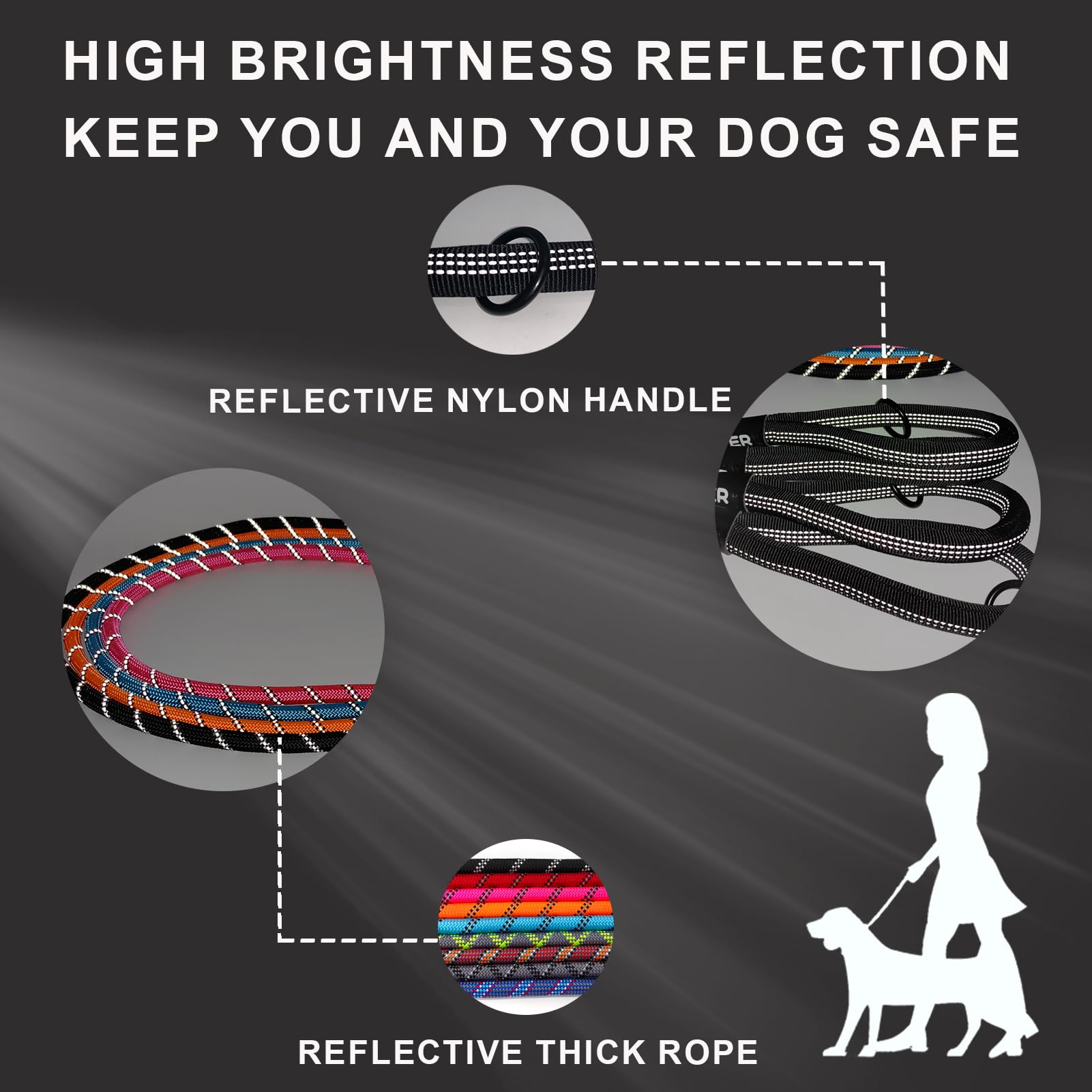 Zaler Short Dog Leash, 26 Inches Rope Traffic Leashes For Dogs, Reflective Dog Lead With O-Ring, Heavy Duty Pet Leash For Large And Medium Dogs (26'' Orange)