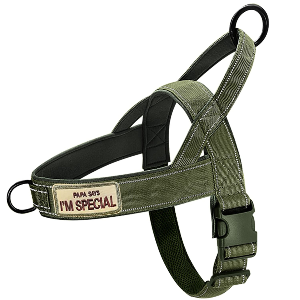 Qifbyfb No Pull Dog Harness For Medium Large Dog, Reflective Escape Proof Adjustable No Pulling Dog Harness, Dog Harness Green X