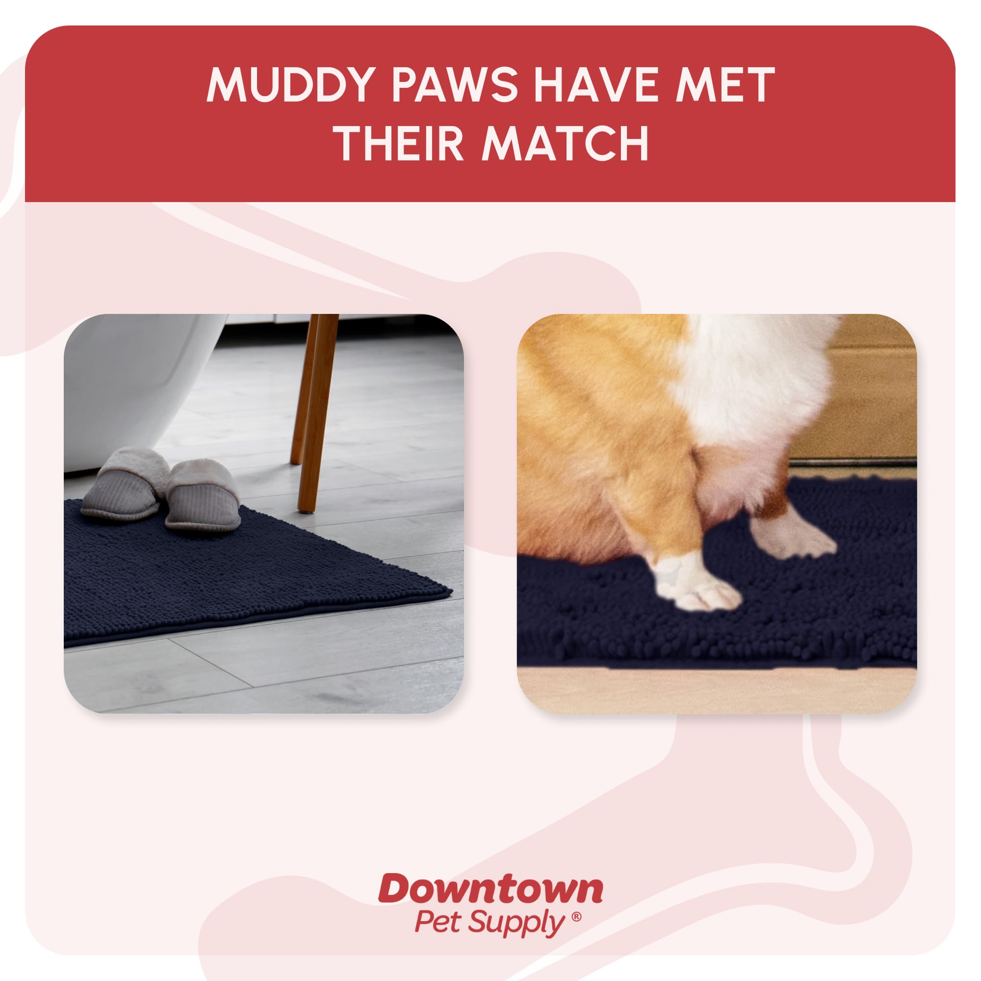 My Doggy Place Microfiber Dog Mat for Muddy Paws, 18 x 24 Navy Blue - Absorbent and Quick-Drying Dog Paw Cleaning Mat, Washer an