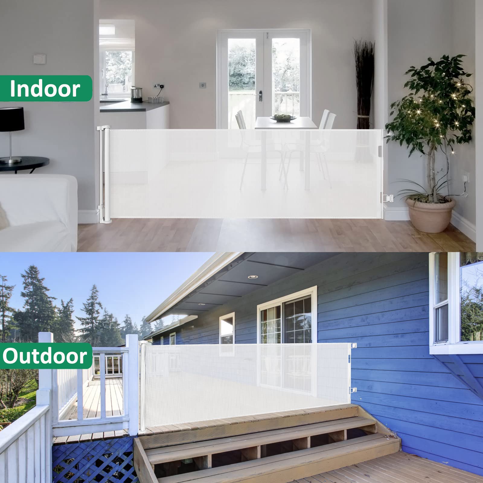 122 Inch Extra Wide Baby Gate For Large Openings Indoor Outdoor Retractable Baby Gates For Doorways Extra Long Baby Gate Large Retractable Dog Gate For Stairs Deck Gates For Dogs Indoor Pet Gate