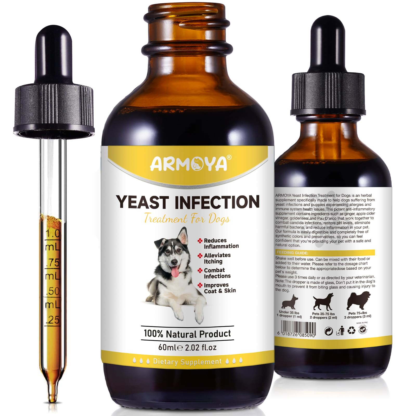 Natural Yeast Infection Treatment for Dogs - Helps to Support Itch Relief - Inflammation Relief & More - Dog Yeast Infection Tre