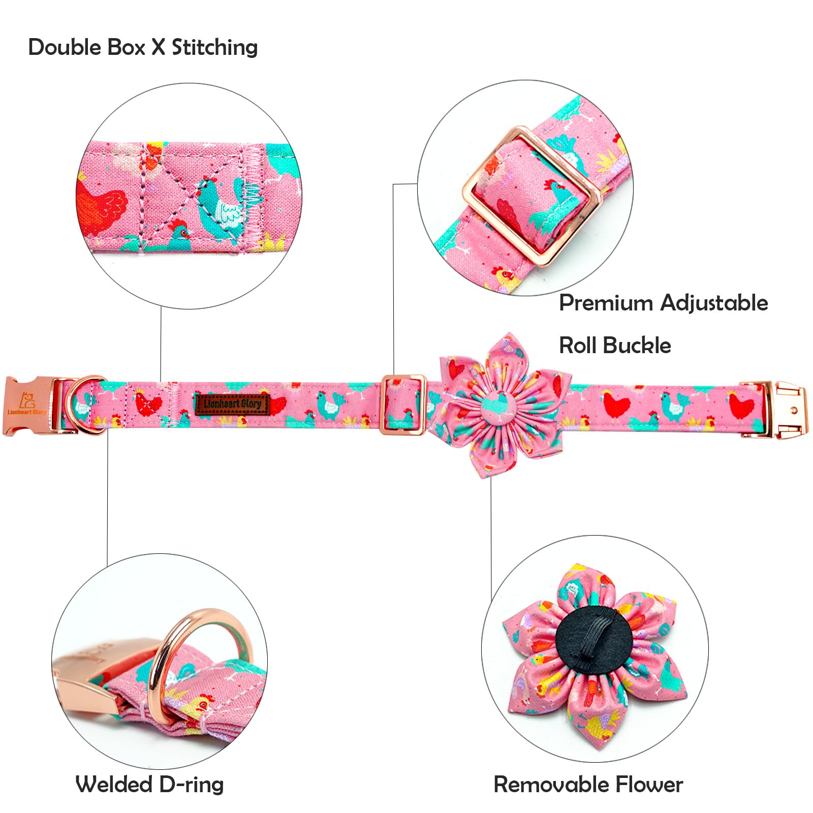 Lionheart glory Easter Day Dog Collar with Flower Dog Collar for Small Dogs, Easter Chickens Colorful Dog Flower Collars Spring