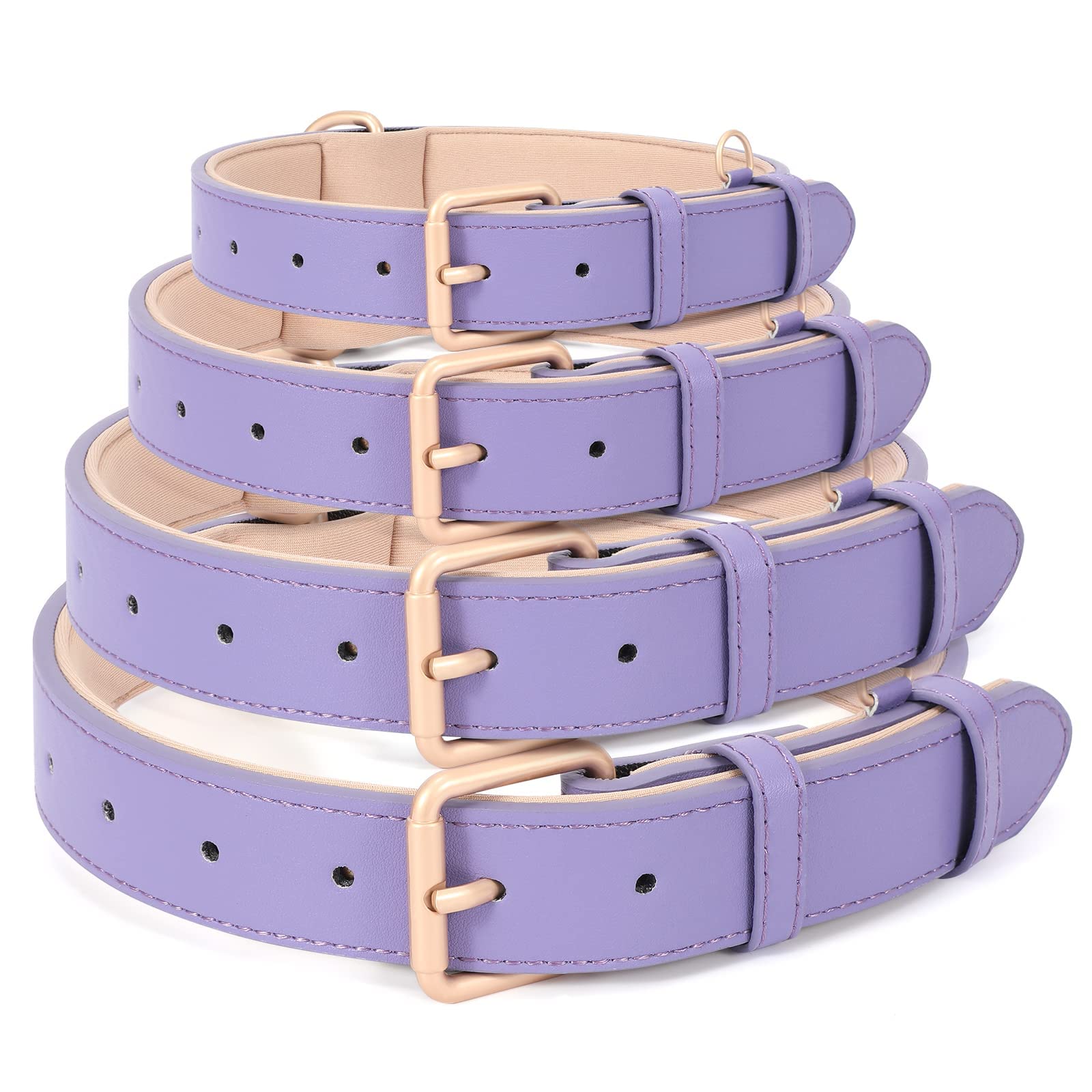 WHIPPY Leather Dog Collar - Adjustable, Soft, Waterproof, M (Neck 16"-20"), D-purple